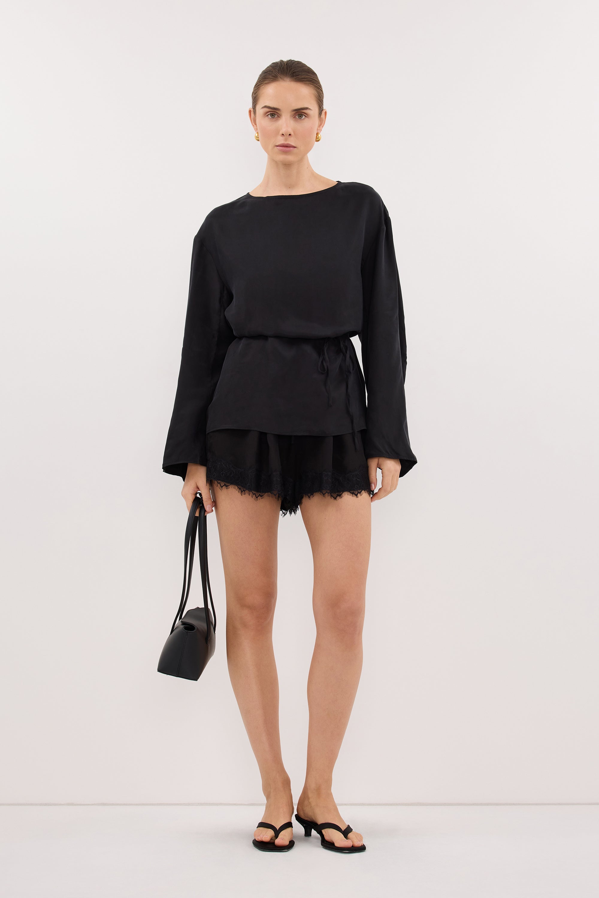 MYLAH BLACK CUPRO COCOON TOP