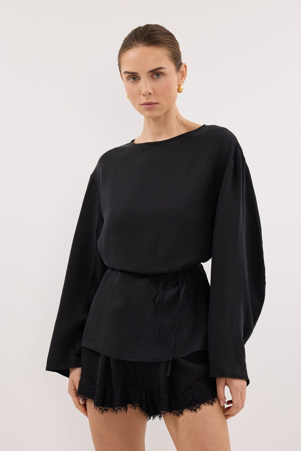 MYLAH BLACK CUPRO COCOON TOP