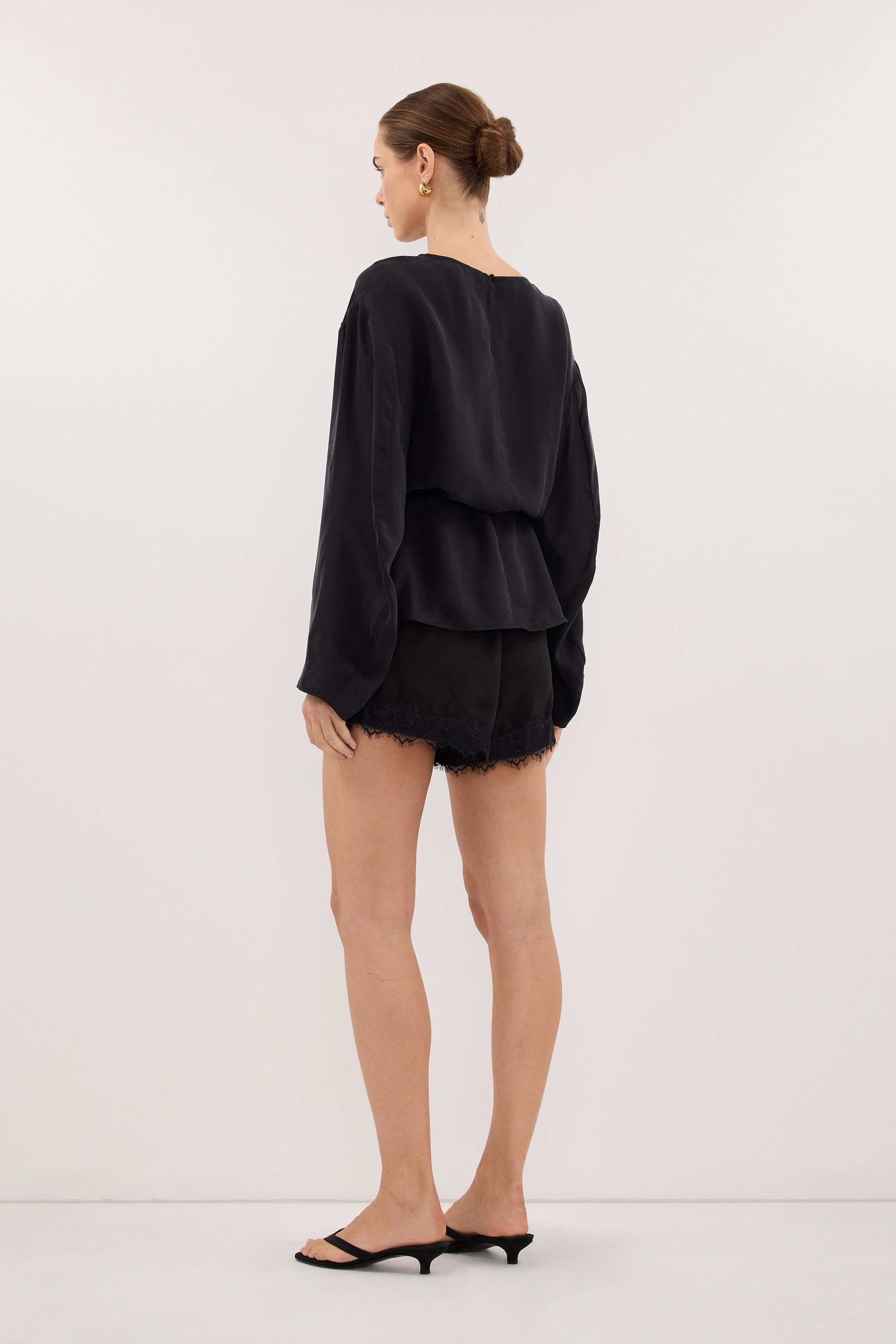 MYLAH BLACK CUPRO COCOON TOP