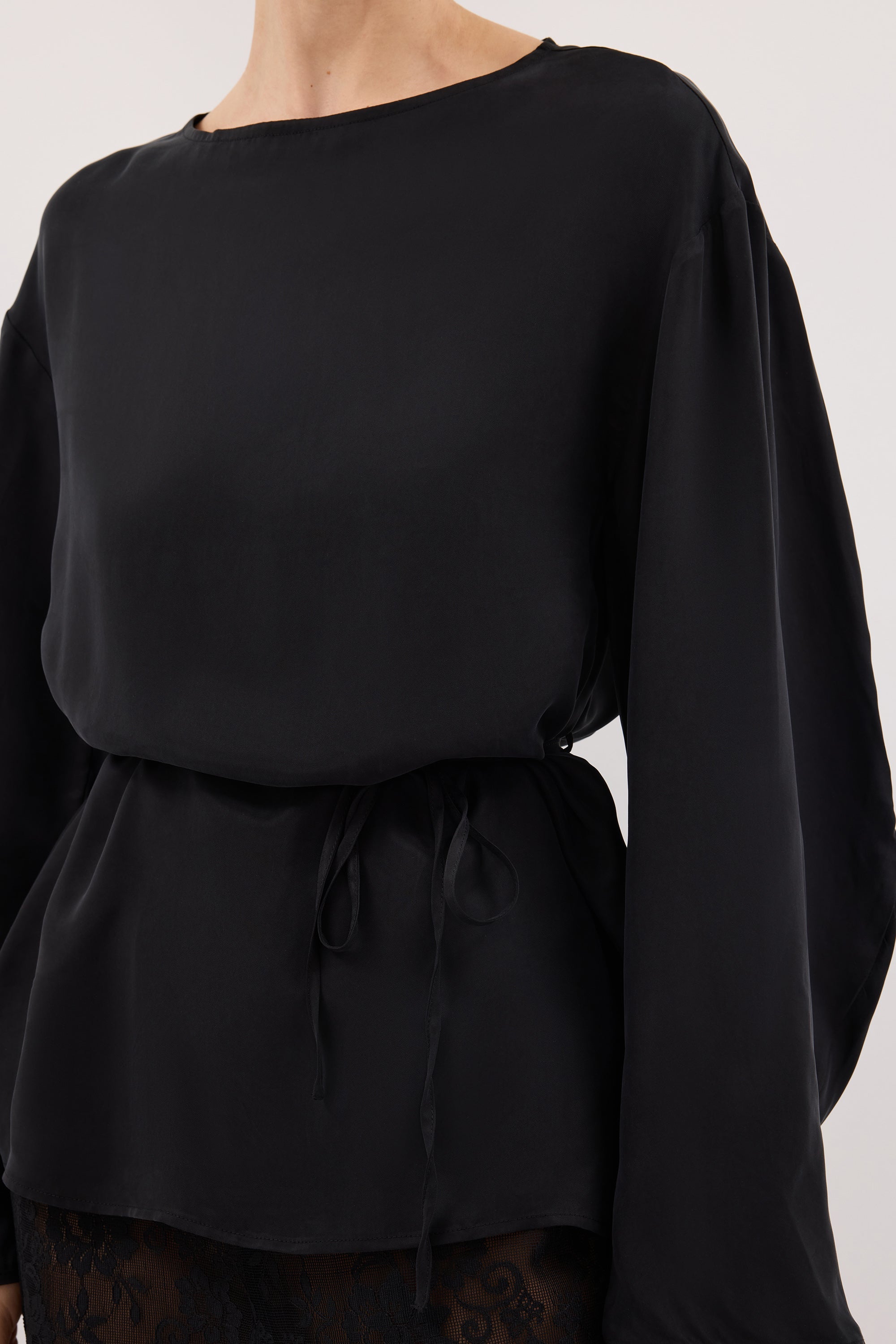 MYLAH BLACK CUPRO COCOON TOP