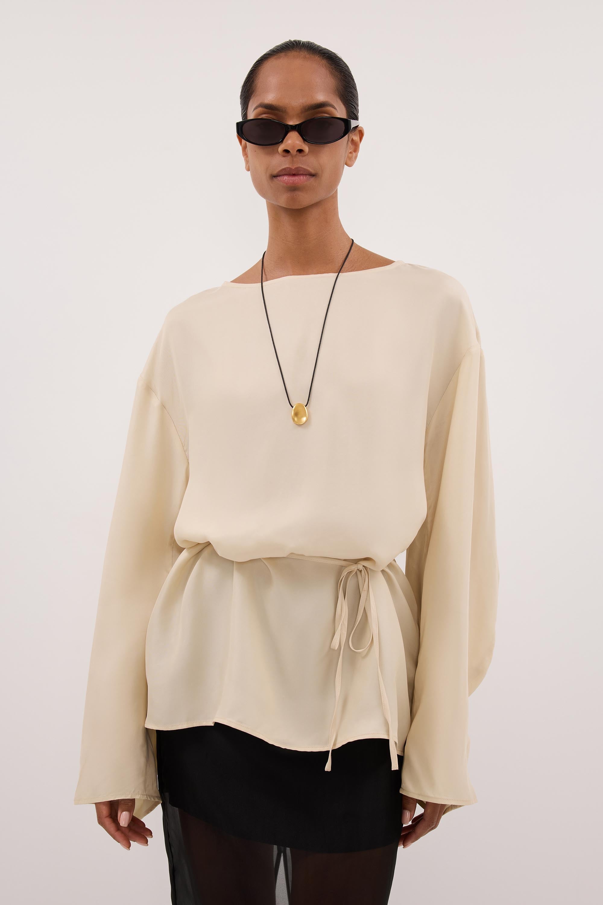 MYLAH STRAW CUPRO COCOON TOP