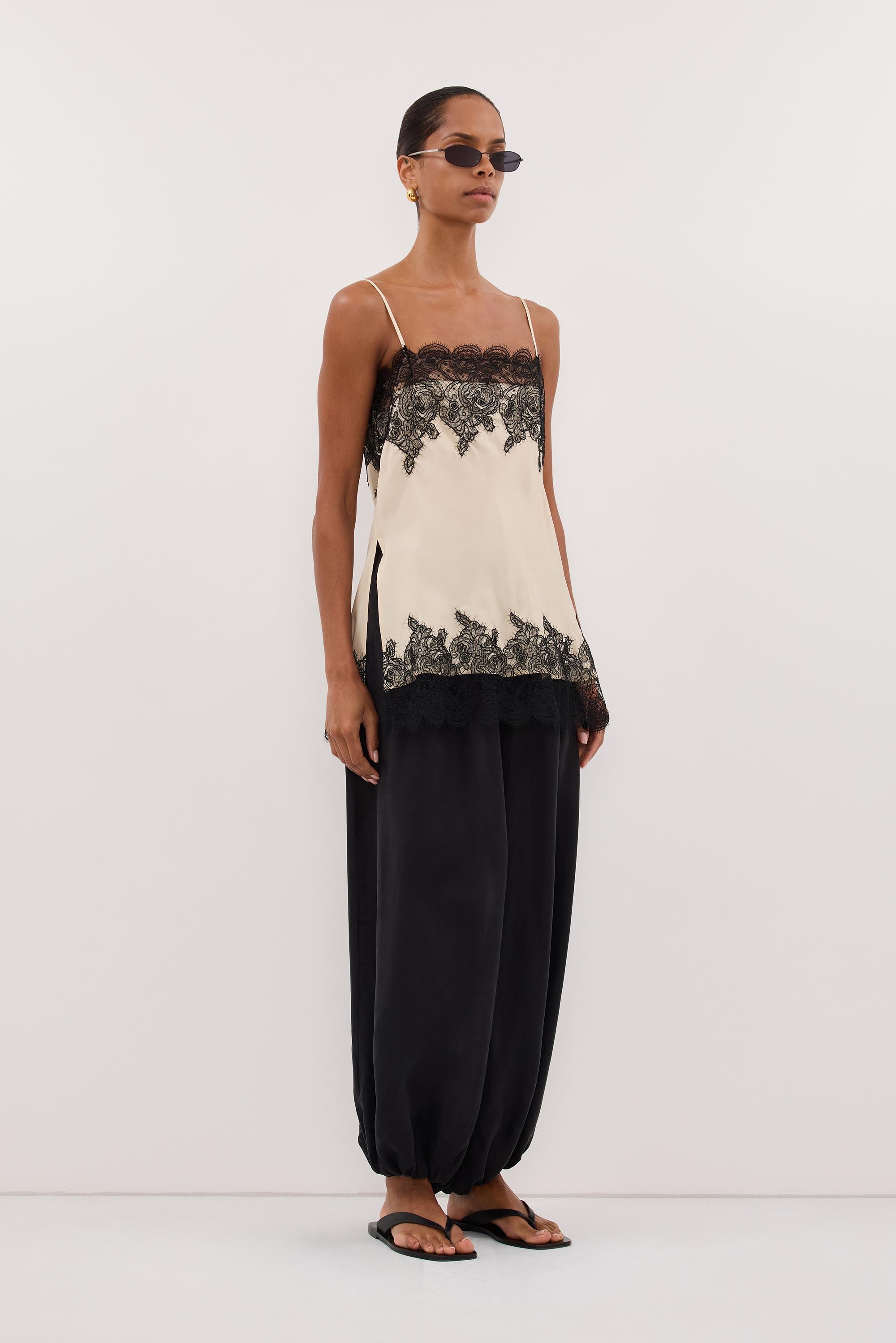 MINA STRAW CUPRO LACE TOP