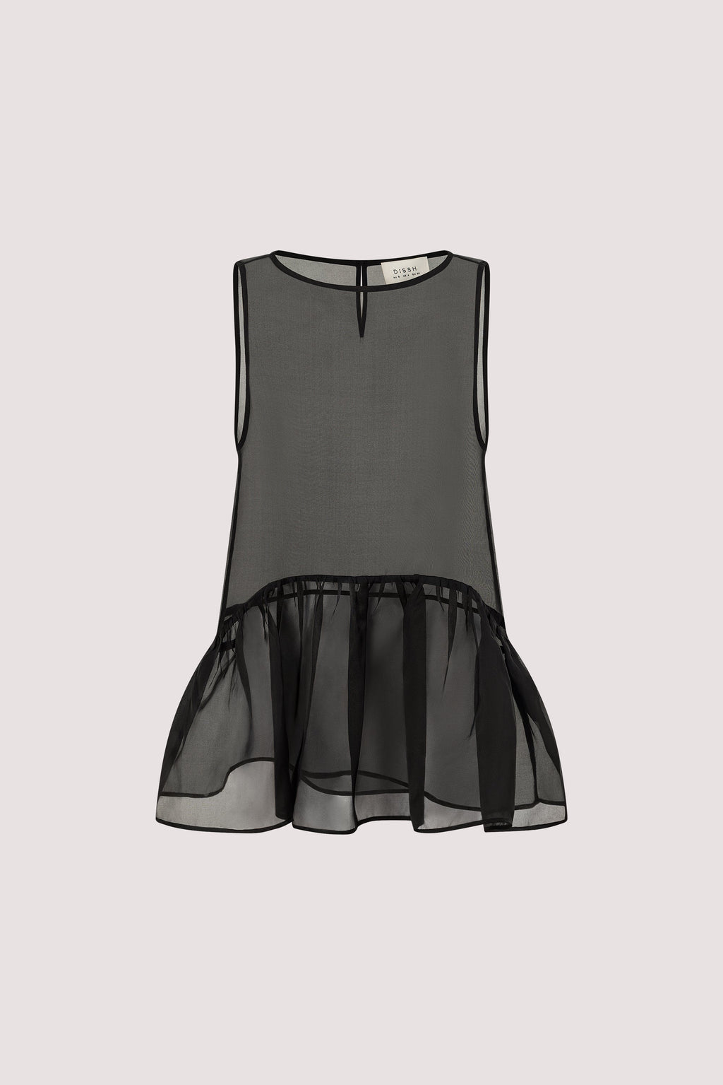 SIAN BLACK SILK ORGANZA DROP WAIST TOP