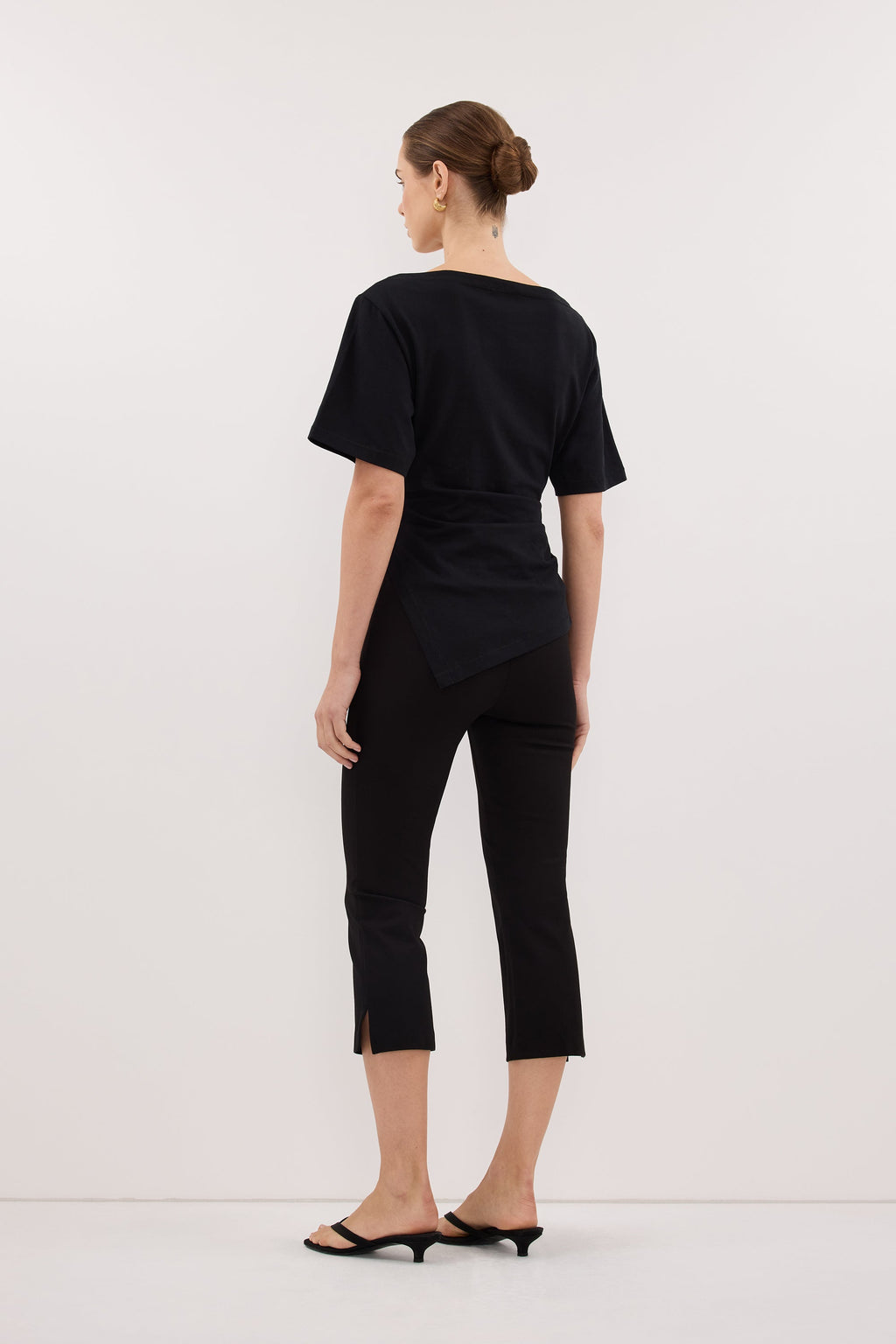SWANN BLACK ASYM BOAT NECK TEE