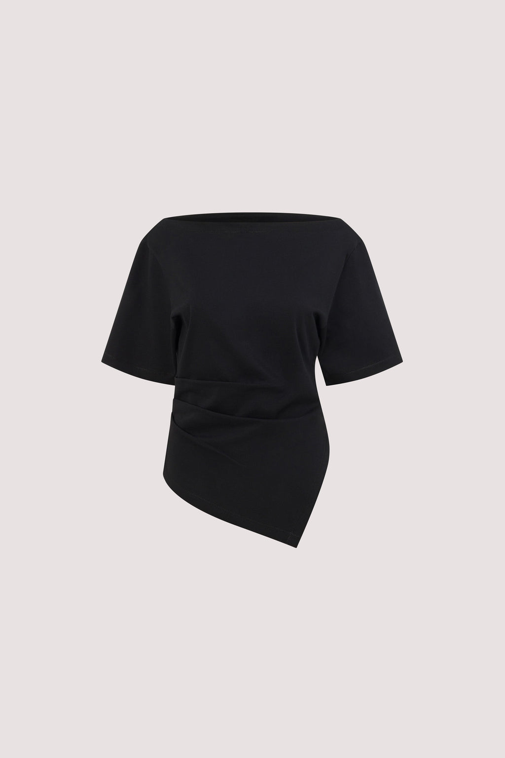 SWANN BLACK ASYM BOAT NECK TEE