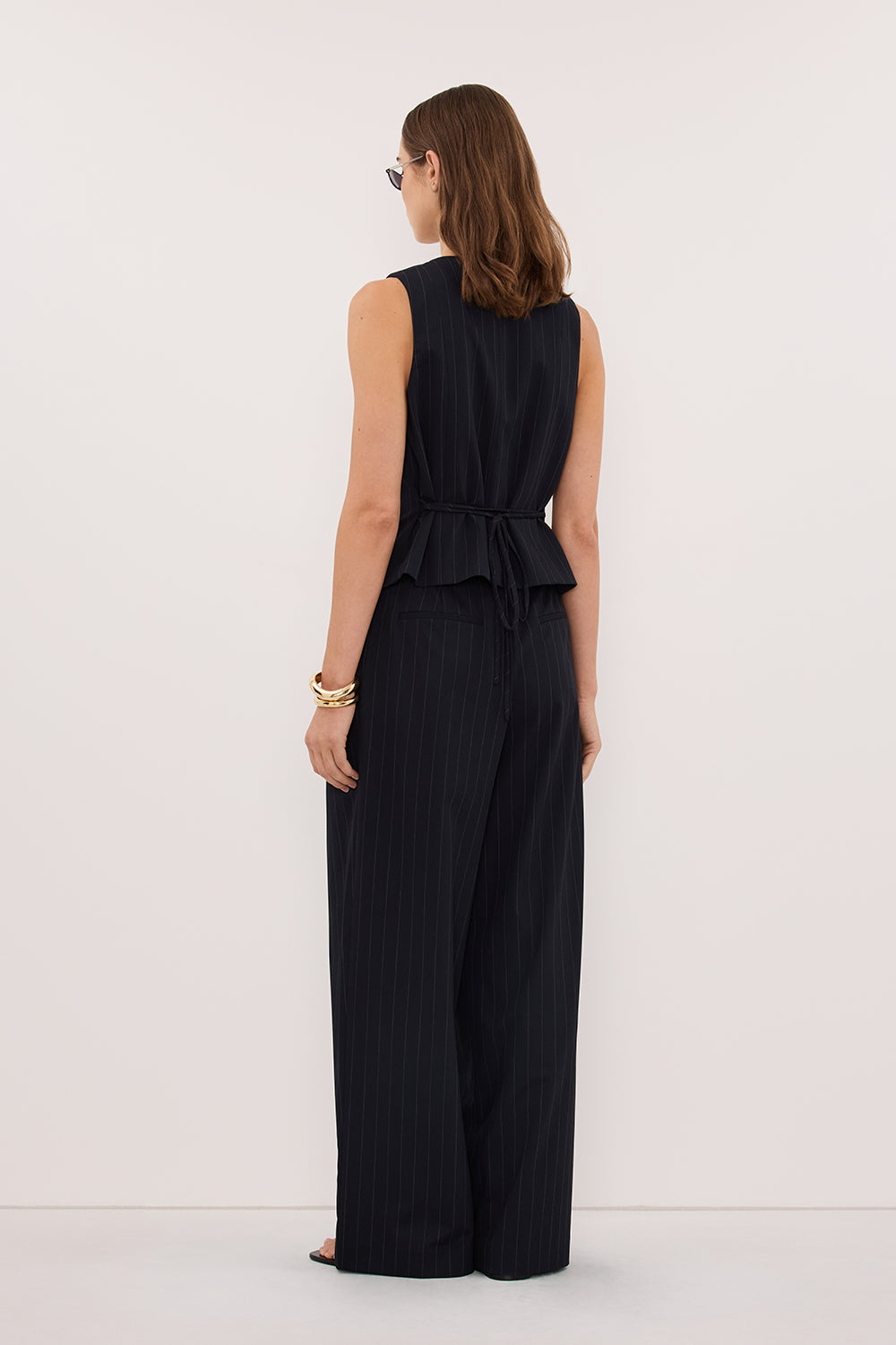 SIAN INK PINSTRIPE ASYM VEST