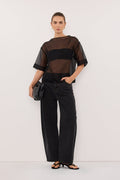 SIAN BLACK SILK ORGANZA TEE