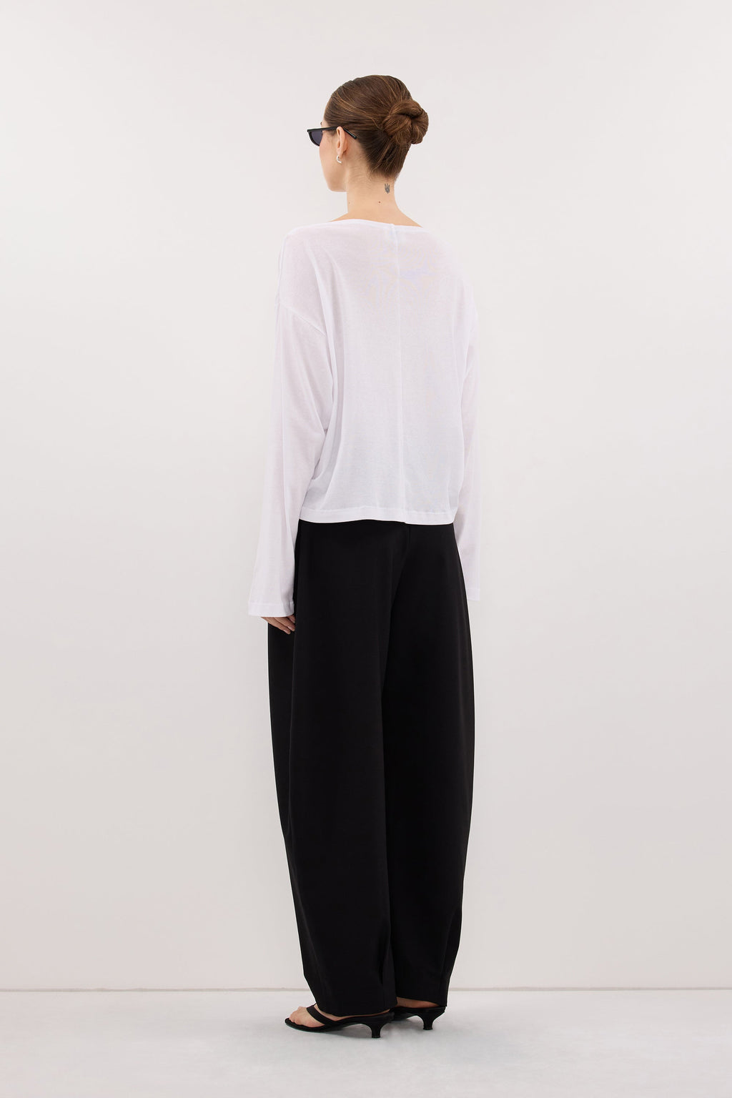 ORELIA WHITE COWL NECK SLEEVED TOP