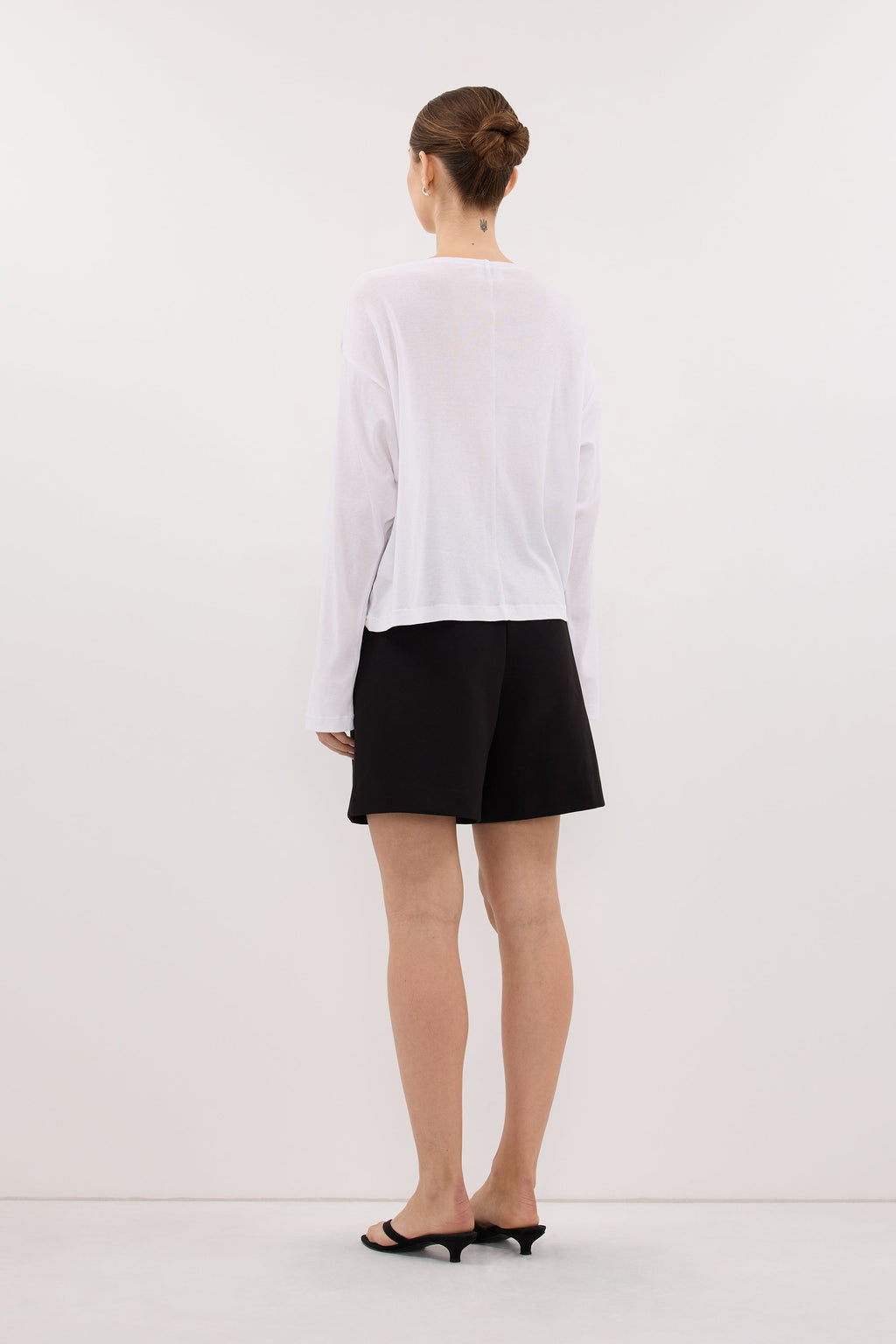 ORELIA WHITE COWL NECK SLEEVED TOP