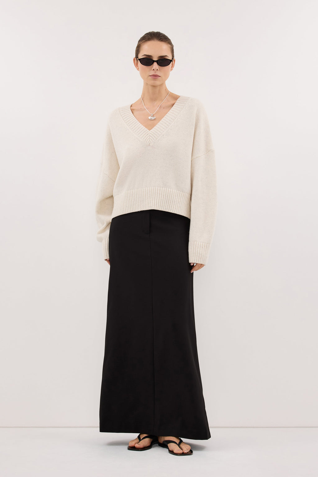 PARKER BLACK TAILORED MAXI SKIRT