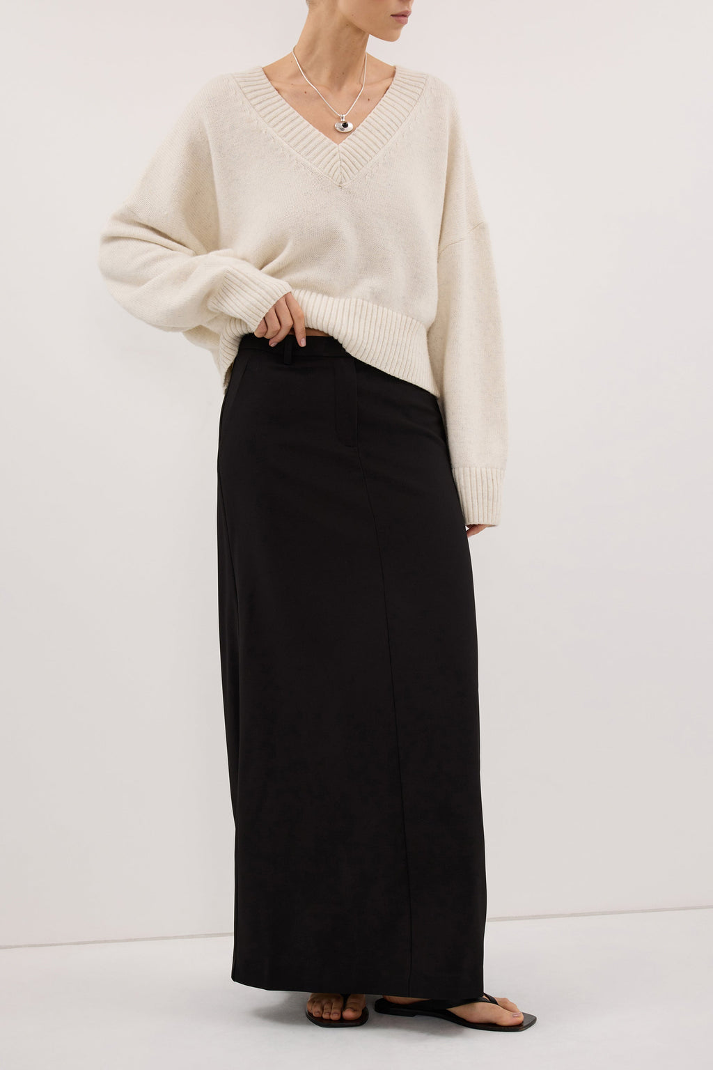 PARKER BLACK TAILORED MAXI SKIRT