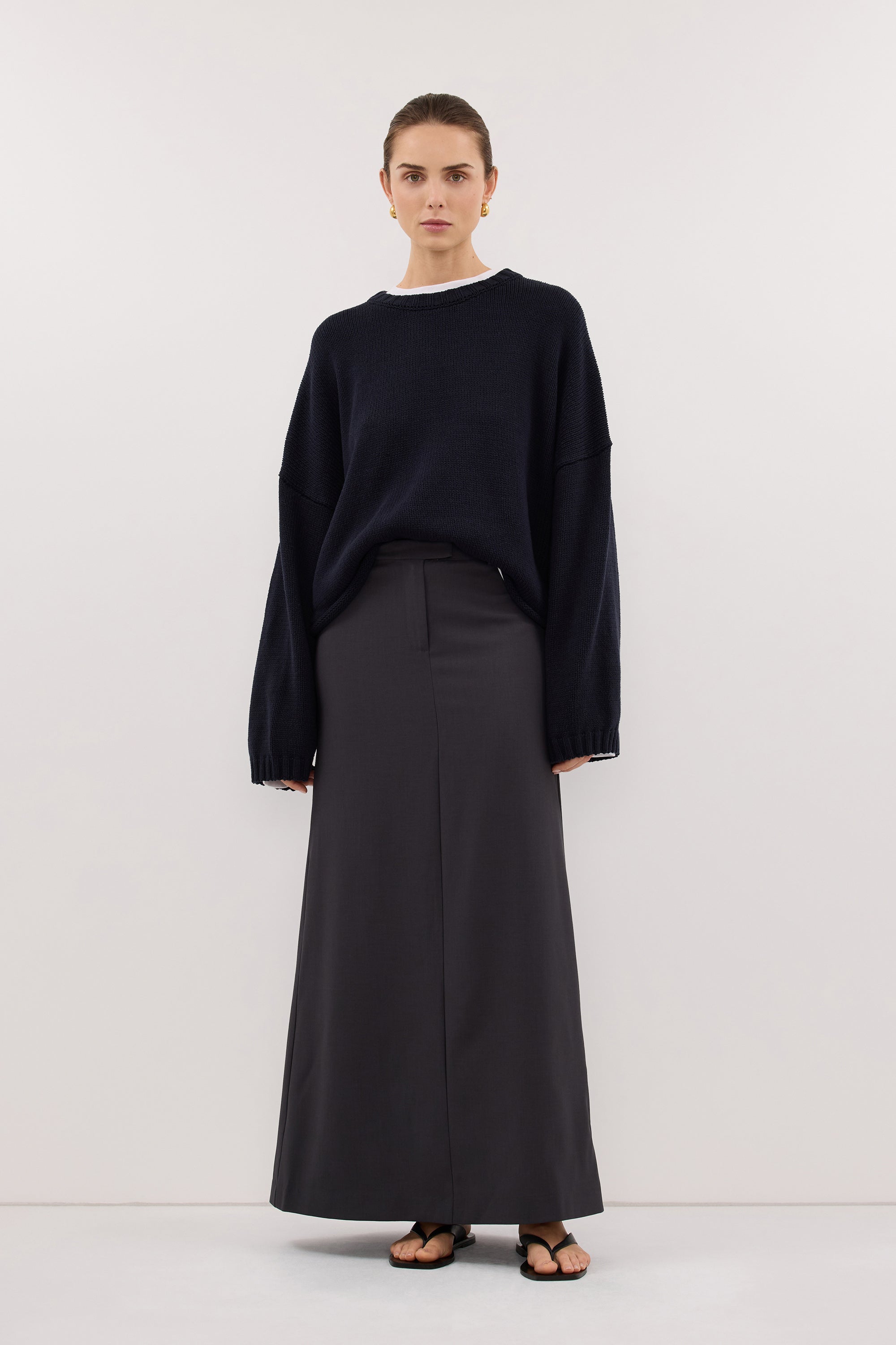 PARKER GREY TAILORED MAXI SKIRT