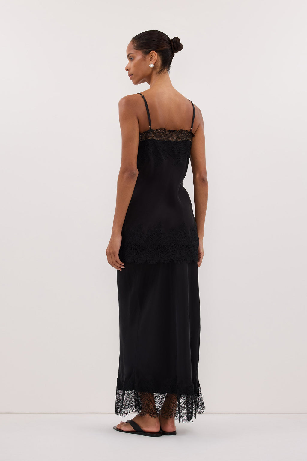 MINA BLACK CUPRO LACE MIDI SKIRT