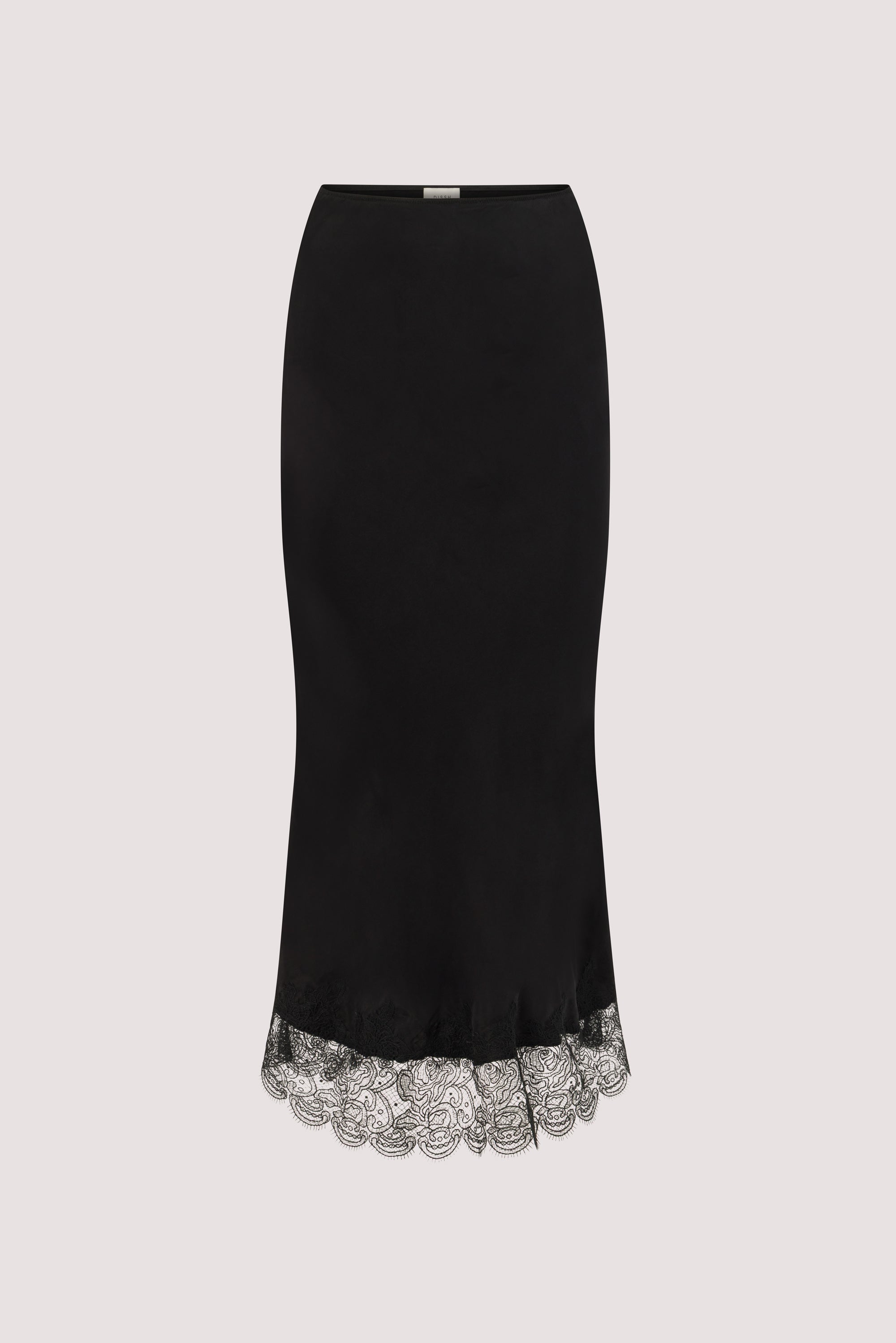 MINA BLACK CUPRO LACE MIDI SKIRT