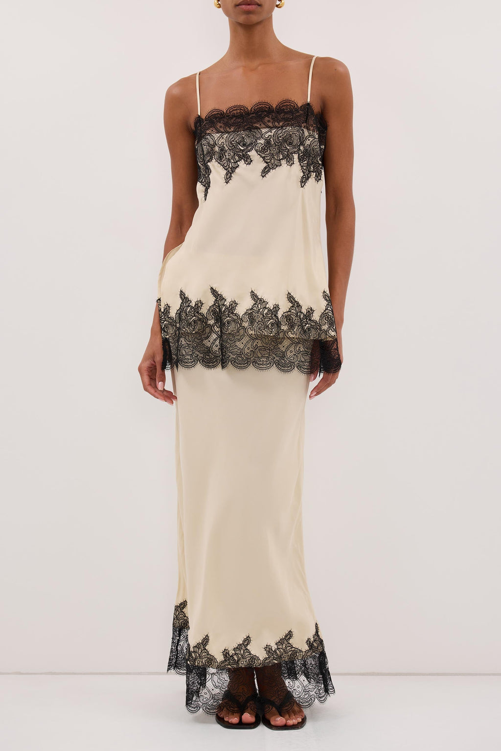 MINA STRAW CUPRO LACE MIDI SKIRT