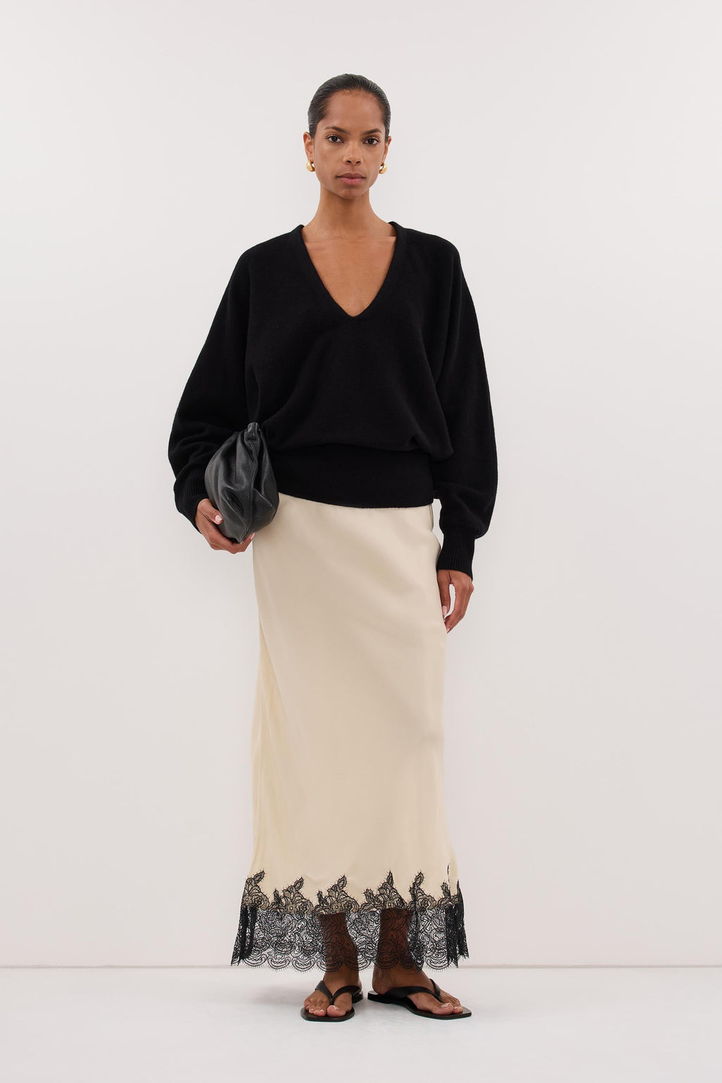 MINA STRAW CUPRO LACE MIDI SKIRT