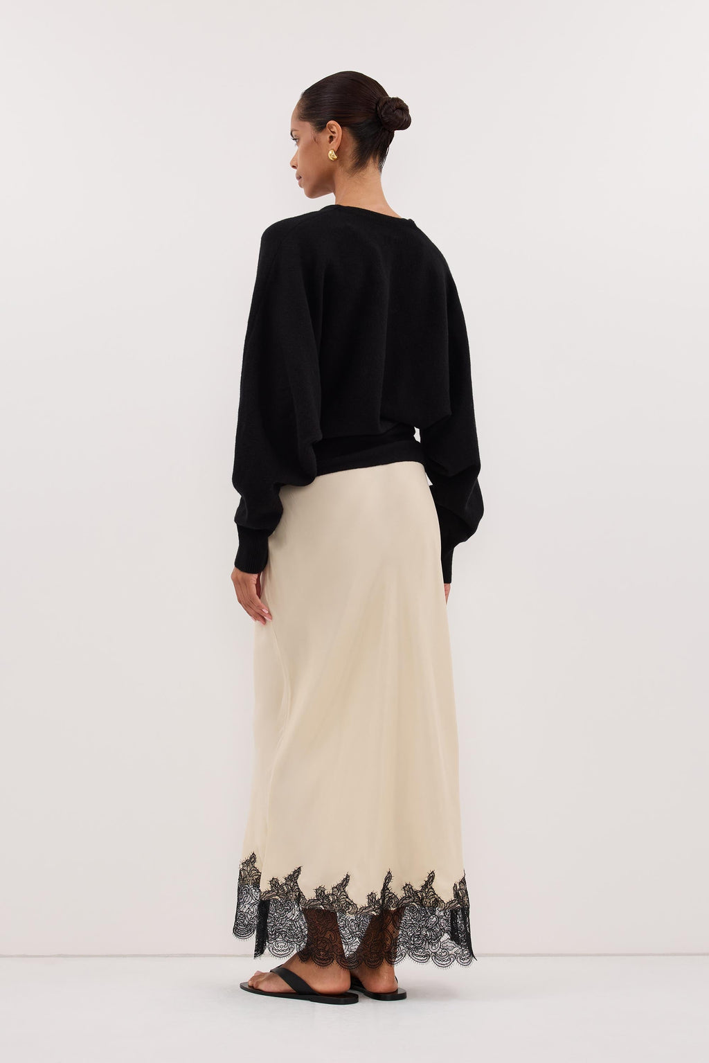 MINA STRAW CUPRO LACE MIDI SKIRT