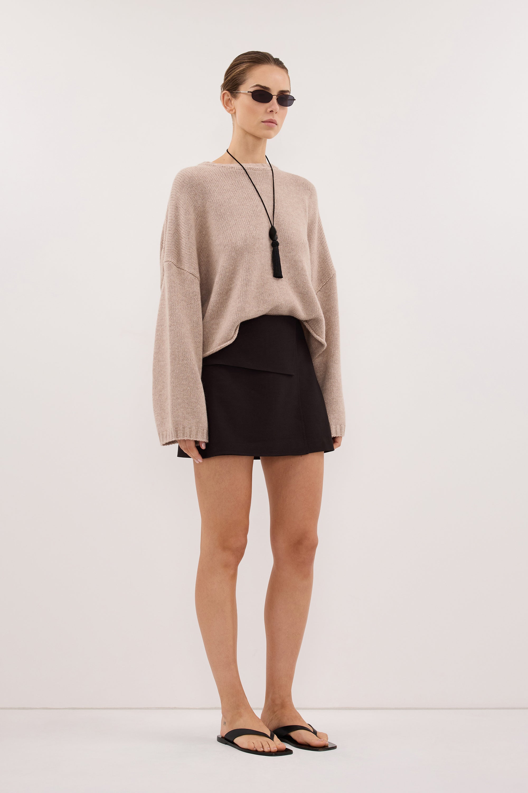 WINSOR PEAT CHOC TAILORED SKIRT