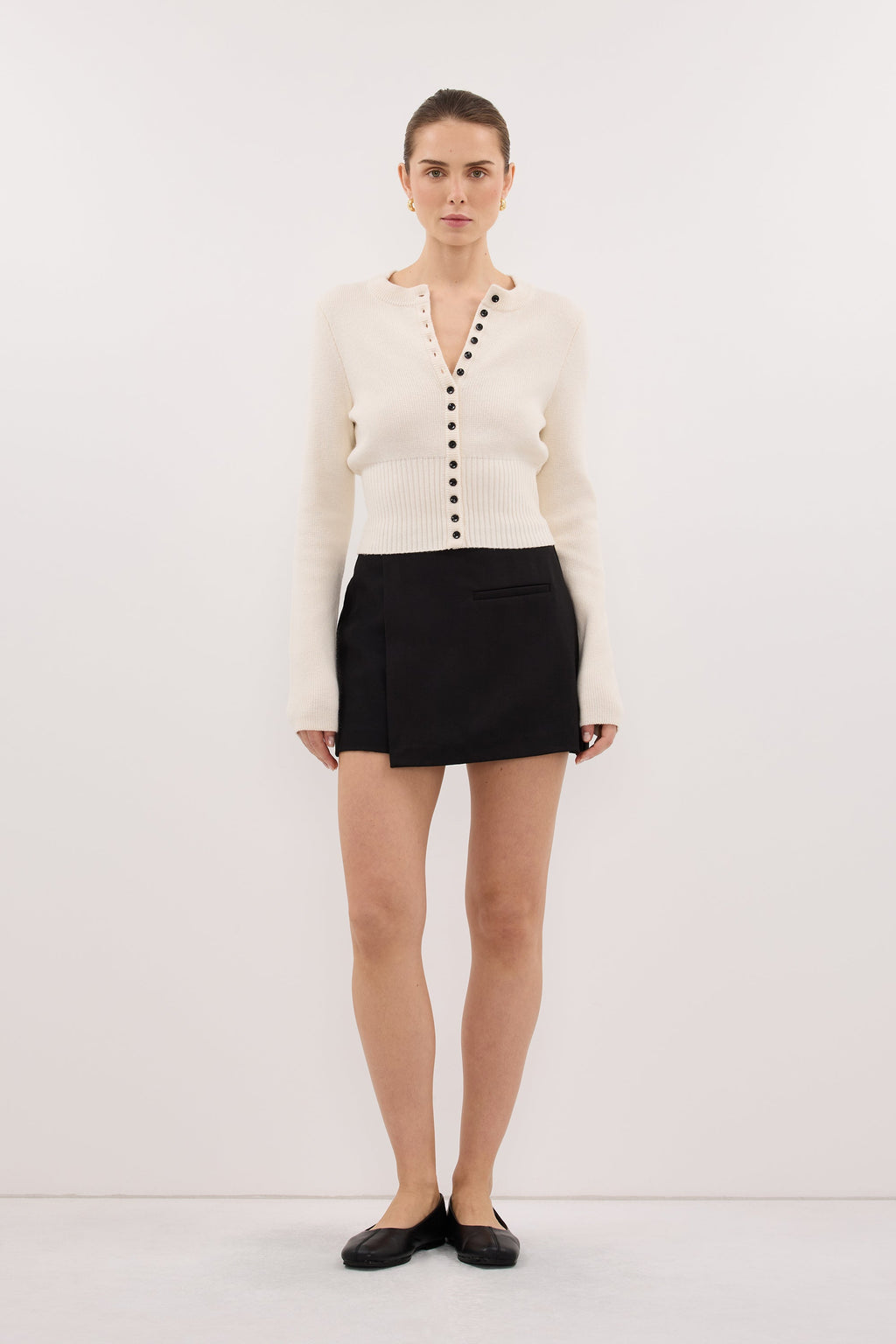 DANICA BLACK ASYM WRAP SKORT