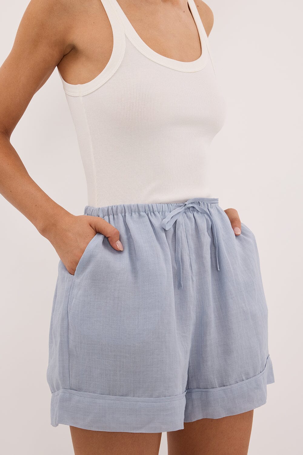 KAI DUSTY BLUE RAMIE SHORT