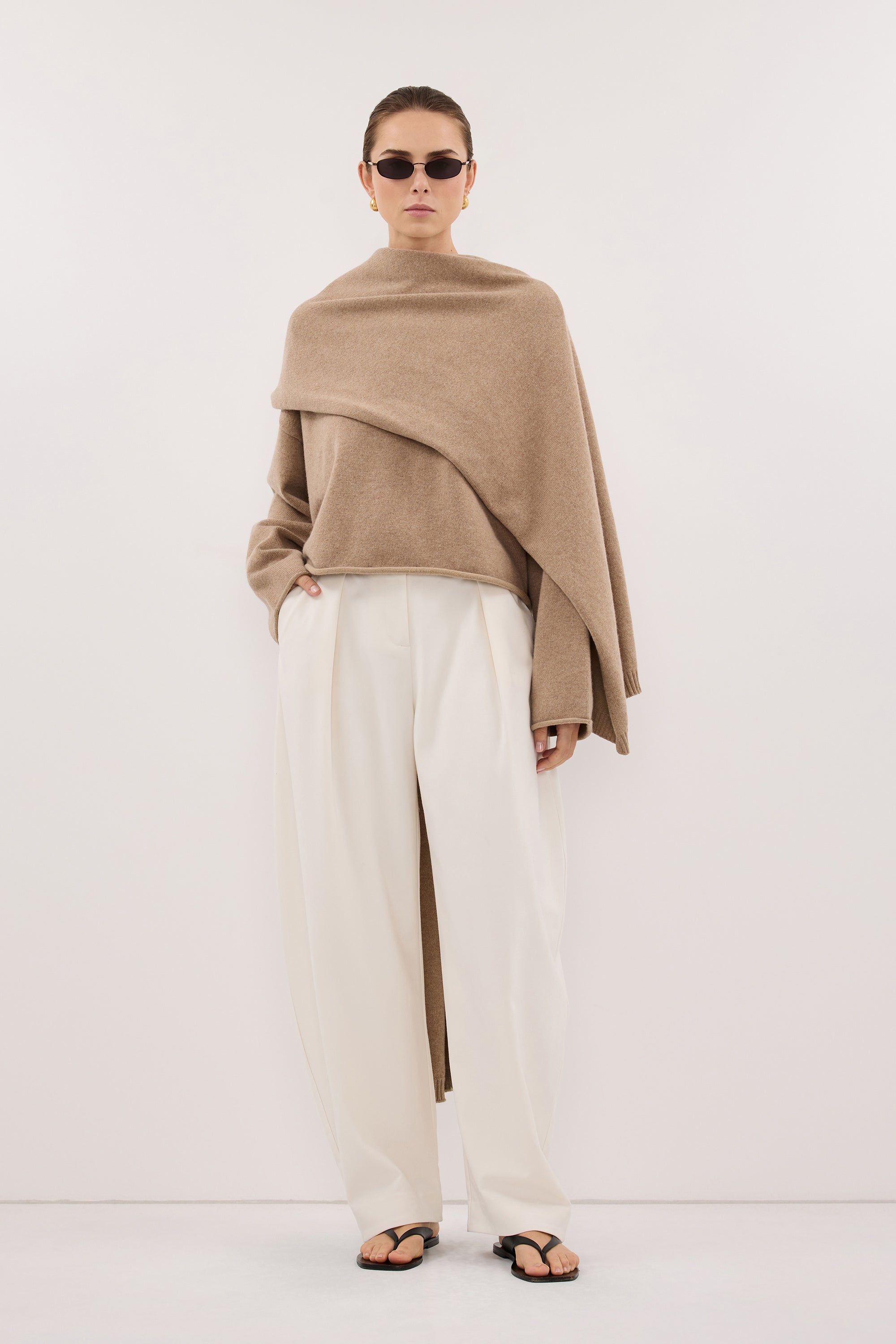 ROMY CREAM BARREL LEG TAILORED PANT