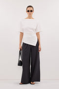 PARKER DARK GREY TAILORED WIDE LEG PANT