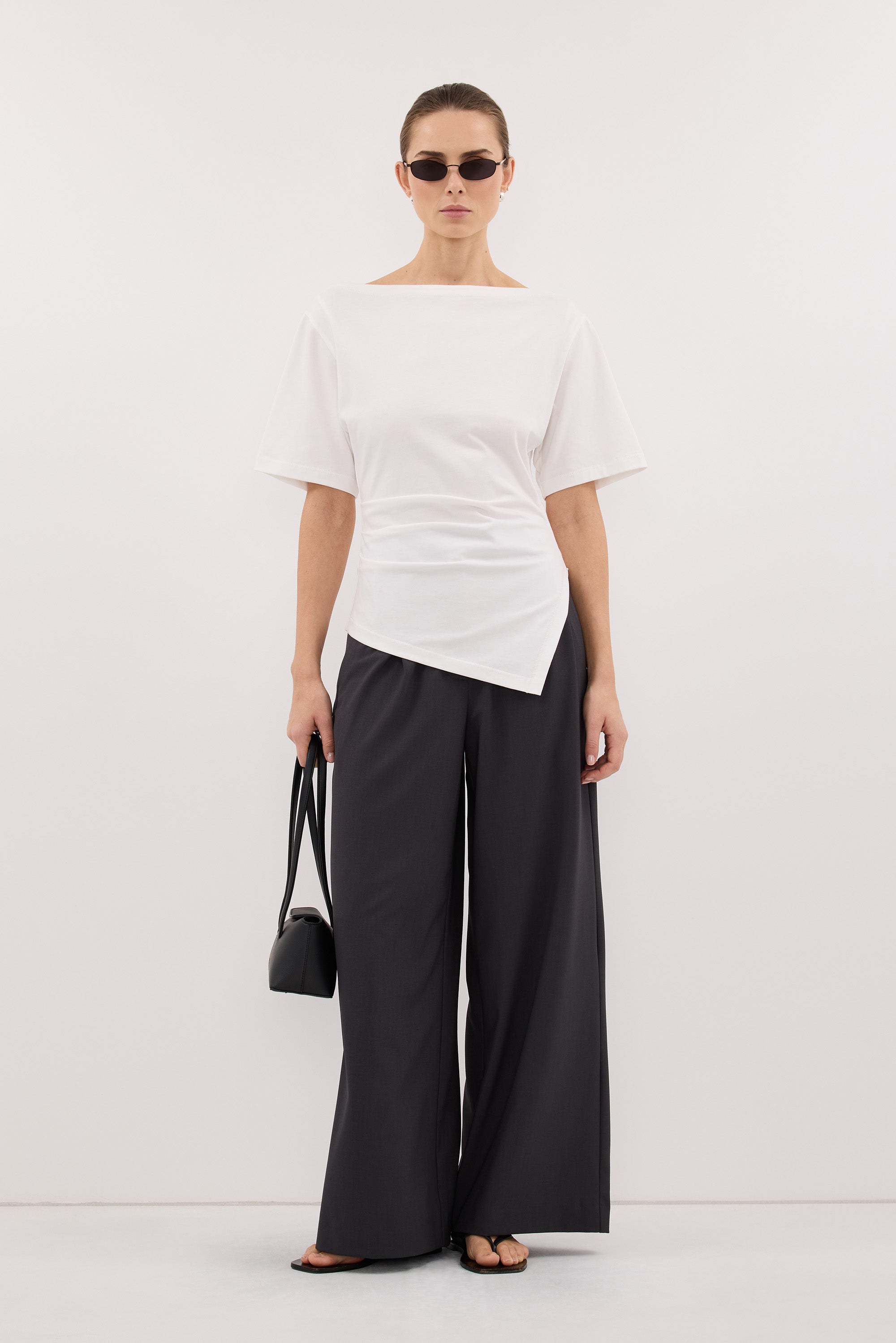 PARKER DARK GREY TAILORED WIDE LEG PANT