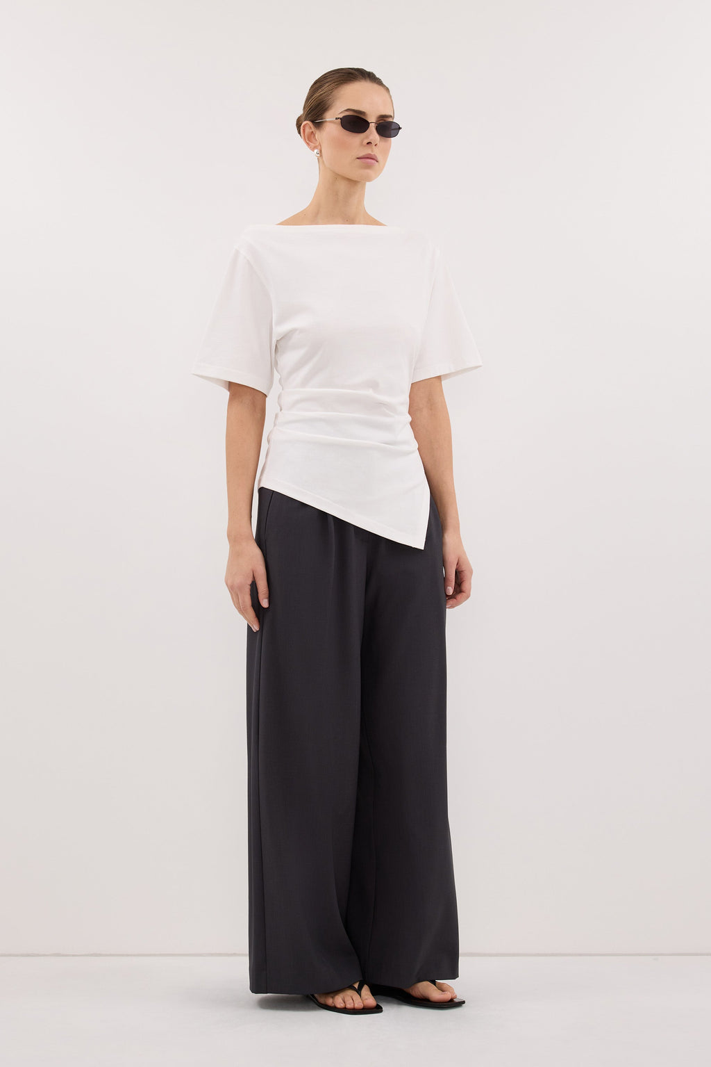 PARKER DARK GREY TAILORED WIDE LEG PANT