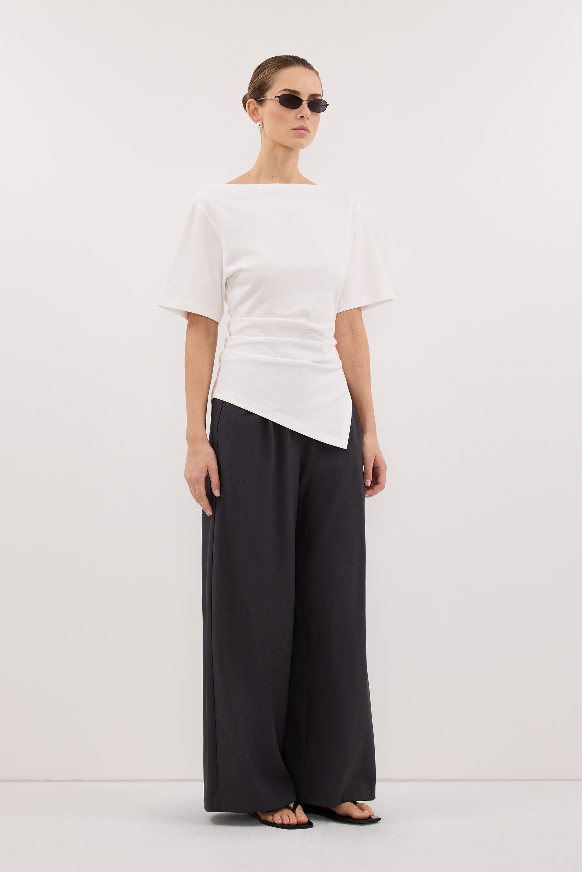 PARKER DARK GREY TAILORED WIDE LEG PANT