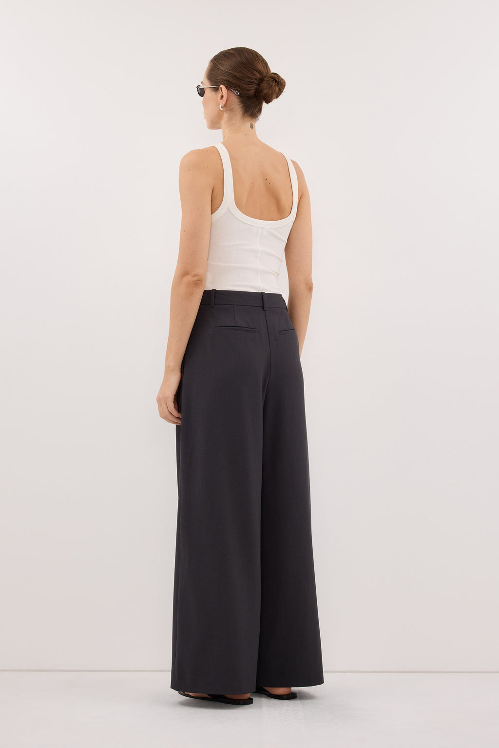 PARKER DARK GREY TAILORED WIDE LEG PANT