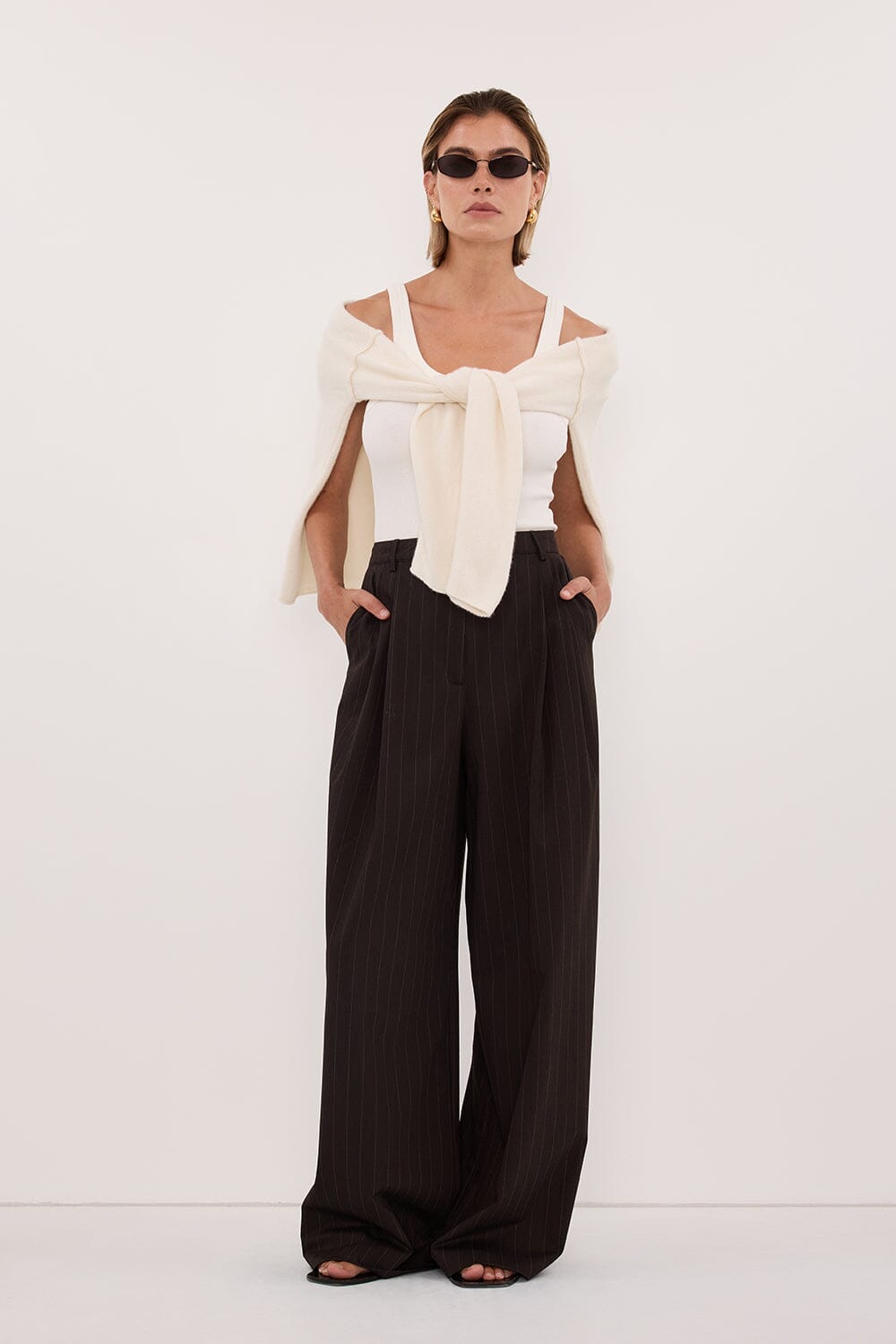 SIAN PEAT CHOC TAILORED WIDE PANT