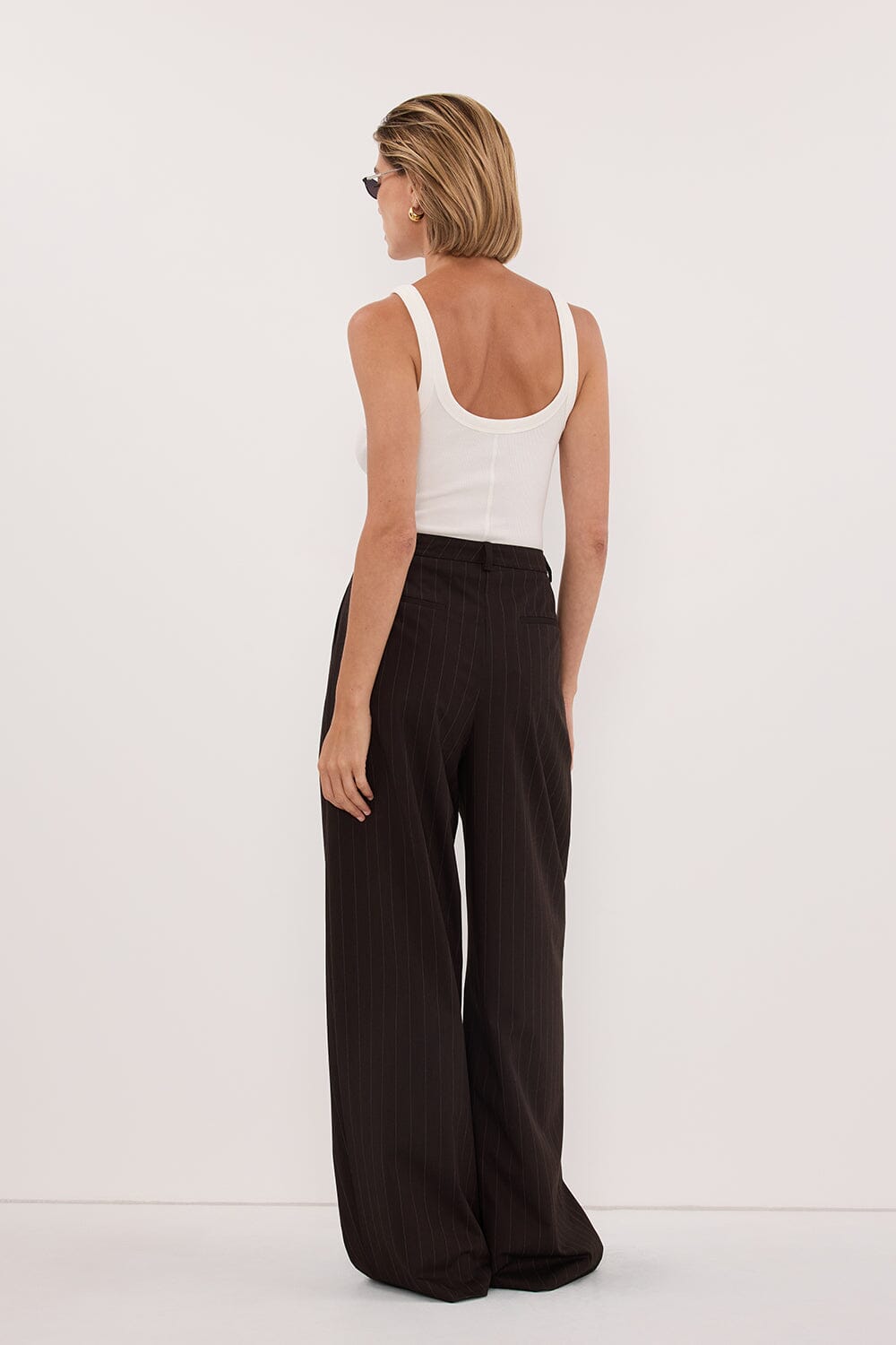 SIAN PEAT CHOC TAILORED WIDE PANT