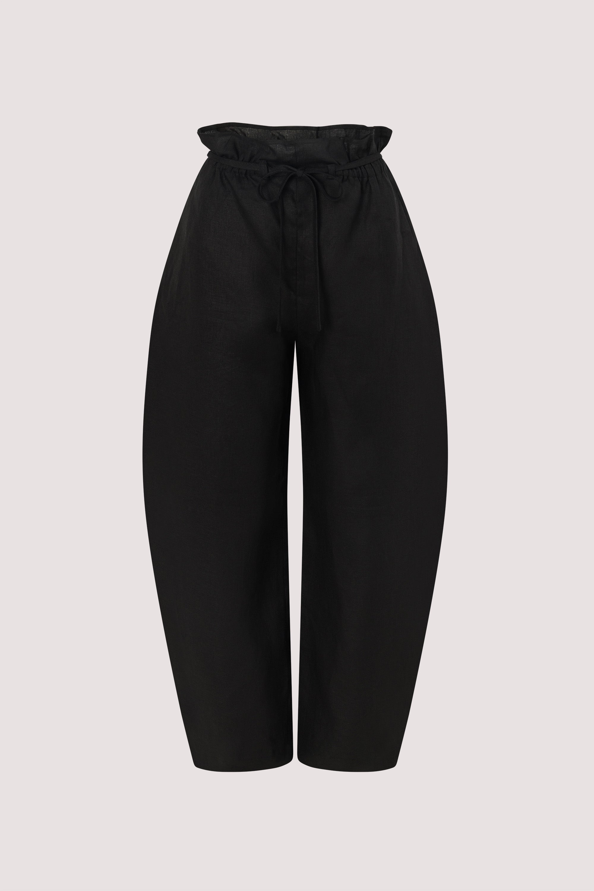 BLAISE BLACK LINEN PAPERBAG PANT