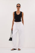 BLAISE WHITE LINEN PAPERBAG PANT