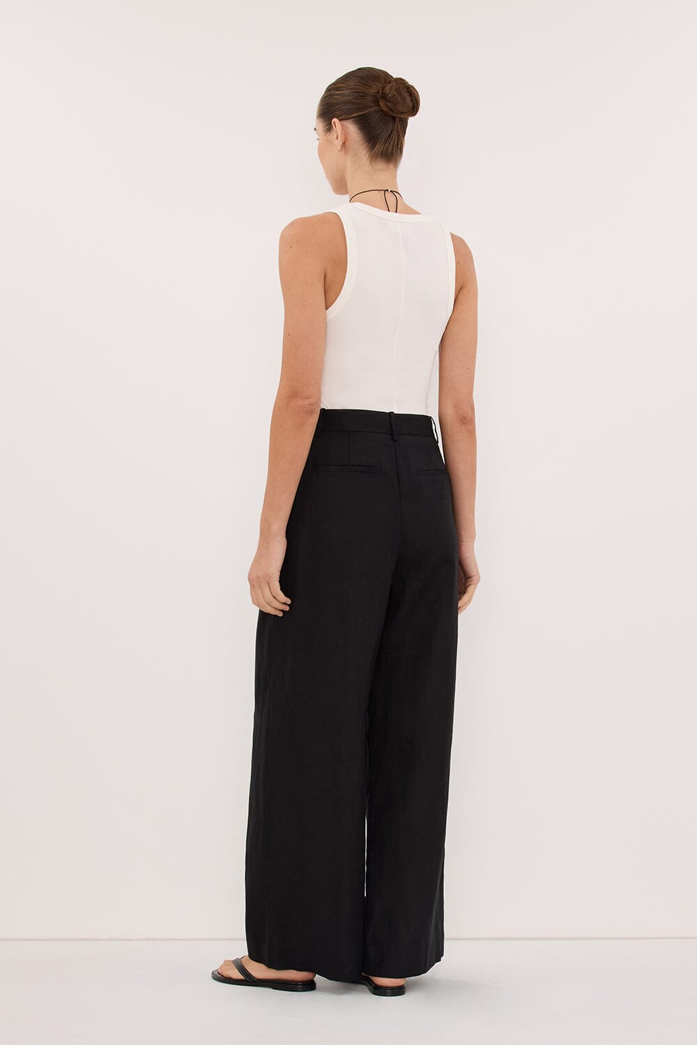 EASTON BLACK WIDE LEG LINEN PANT