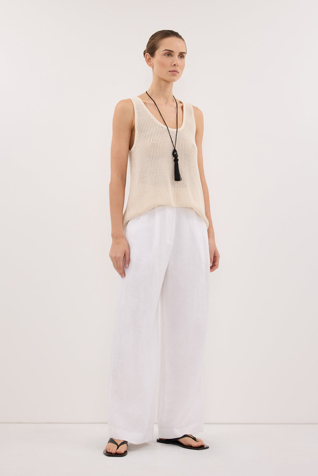 EASTON WHITE WIDE LEG LINEN PANT