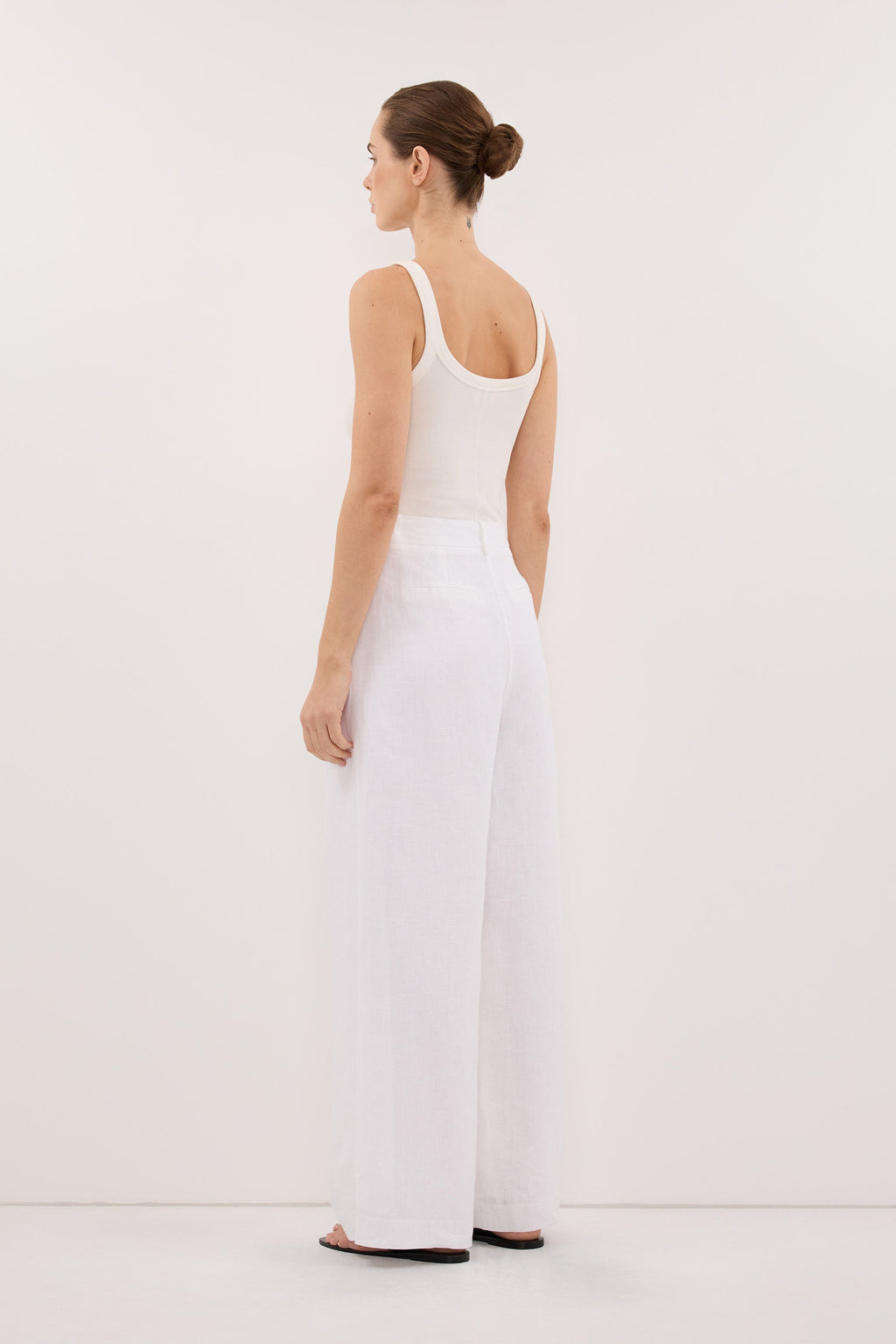 EASTON WHITE WIDE LEG LINEN PANT