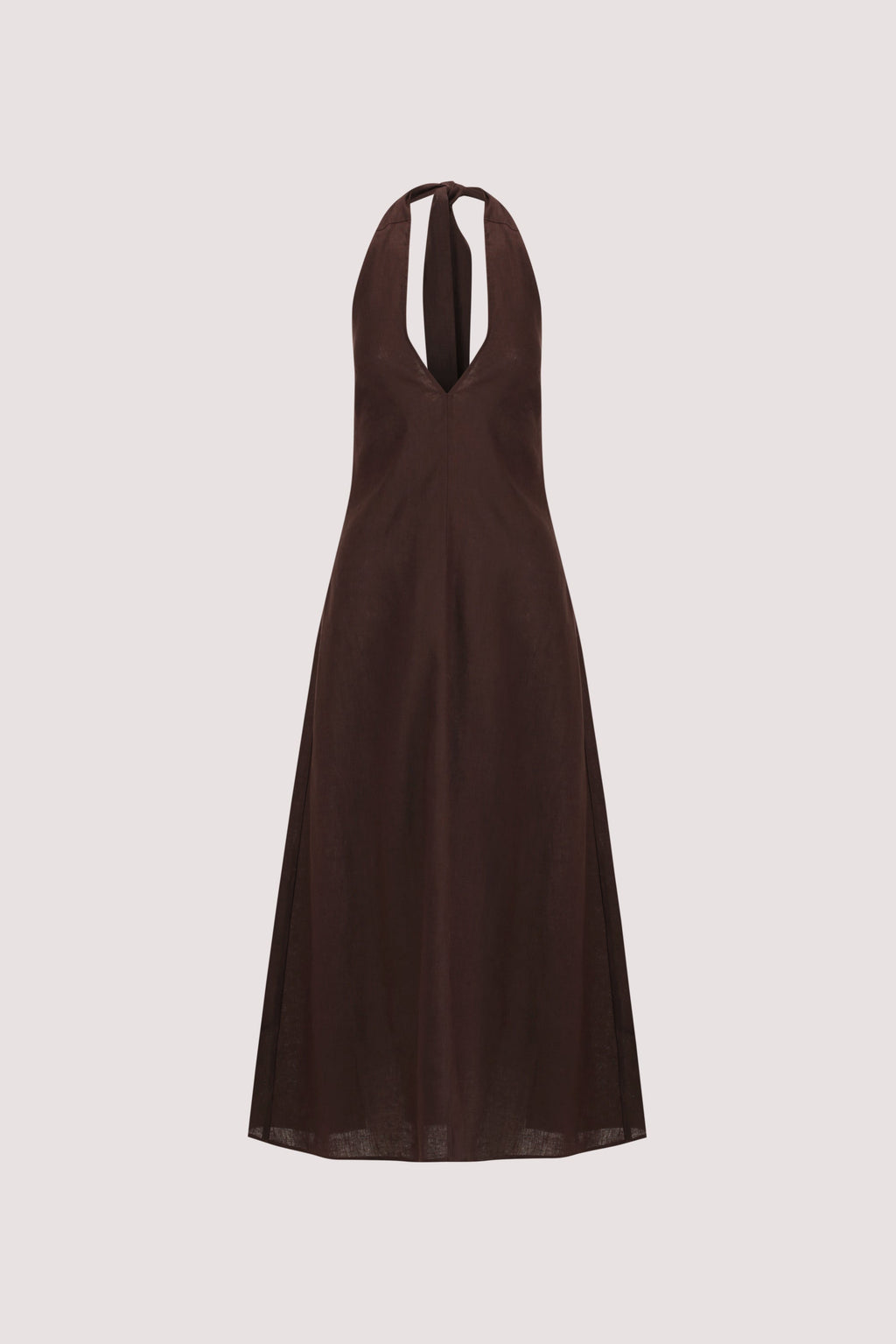 SKY BURNT CHOC LINEN MIDI DRESS