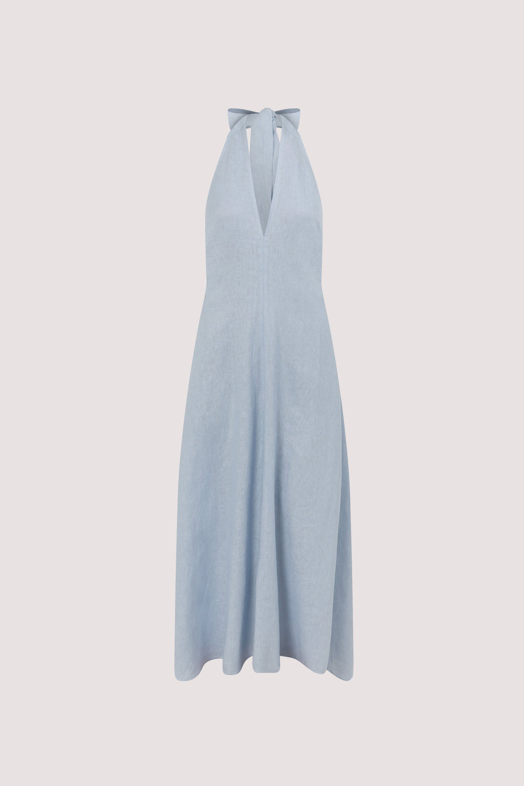 SKY DUSTY BLUE LINEN MIDI DRESS