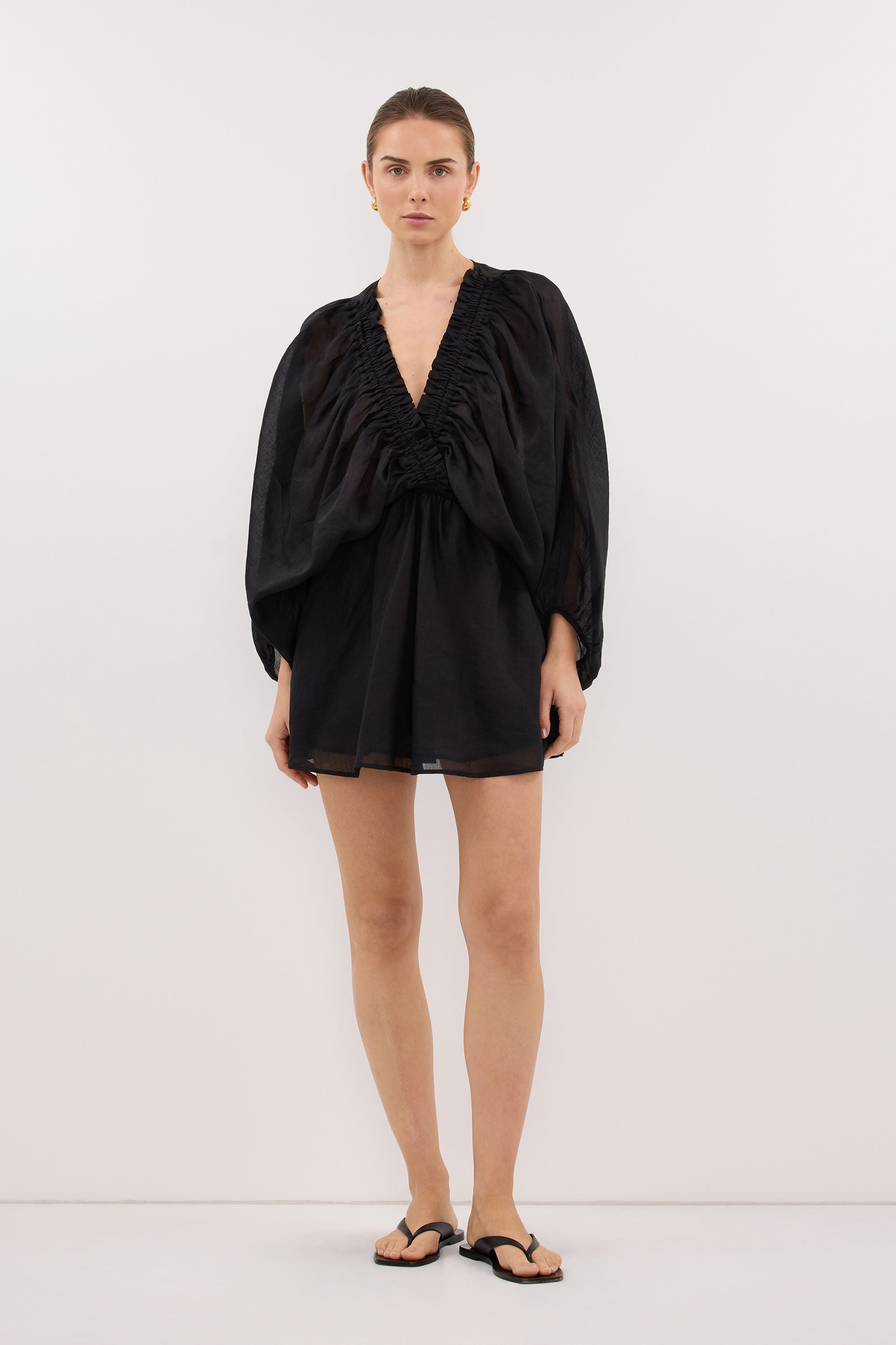 BRIELLE BLACK RAMIE MINI DRESS