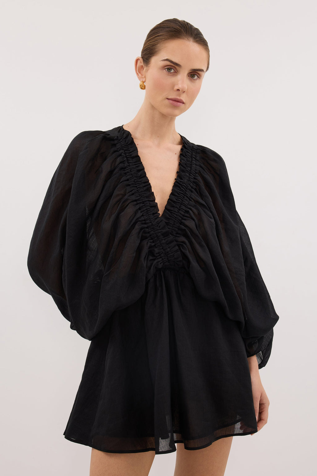 BRIELLE BLACK RAMIE MINI DRESS