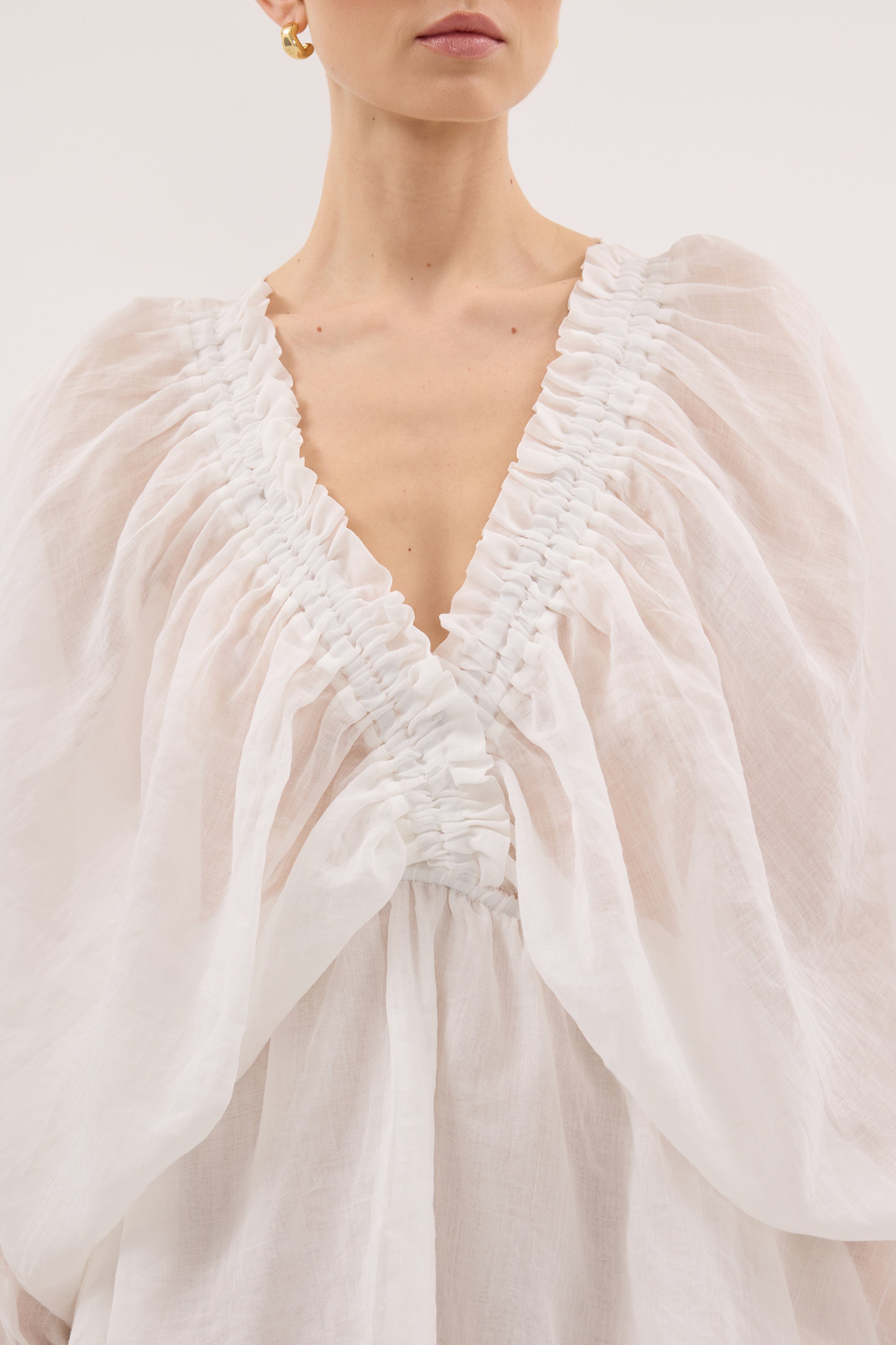 BRIELLE WHITE RAMIE MINI DRESS