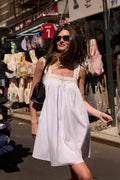 MIRANDA WHITE LACE TRIM MINI DRESS
