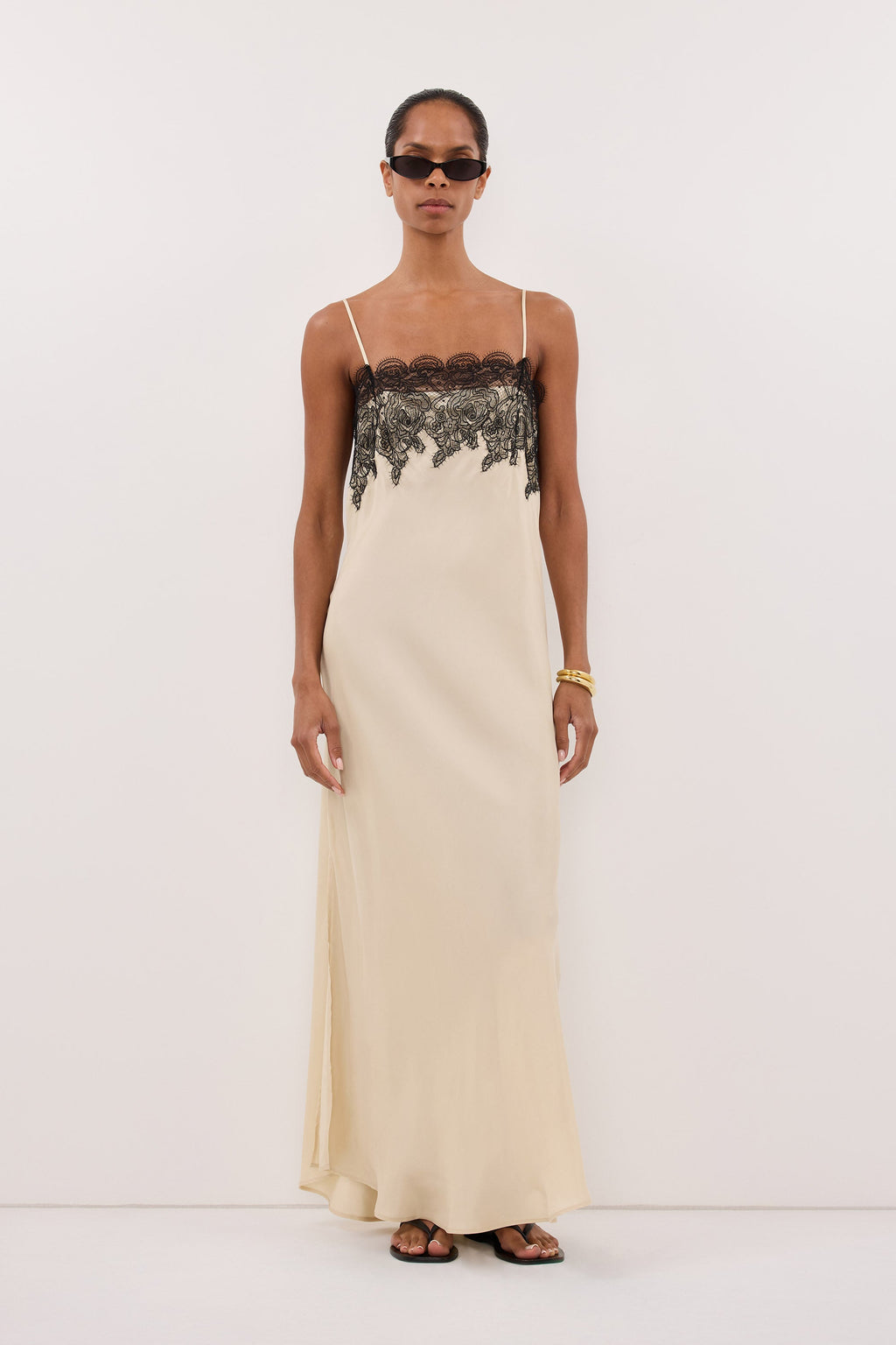 MINA STRAW CUPRO LACE MIDI DRESS