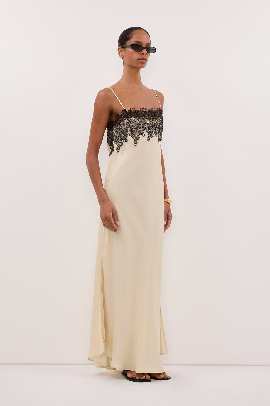 MINA STRAW CUPRO LACE MIDI DRESS