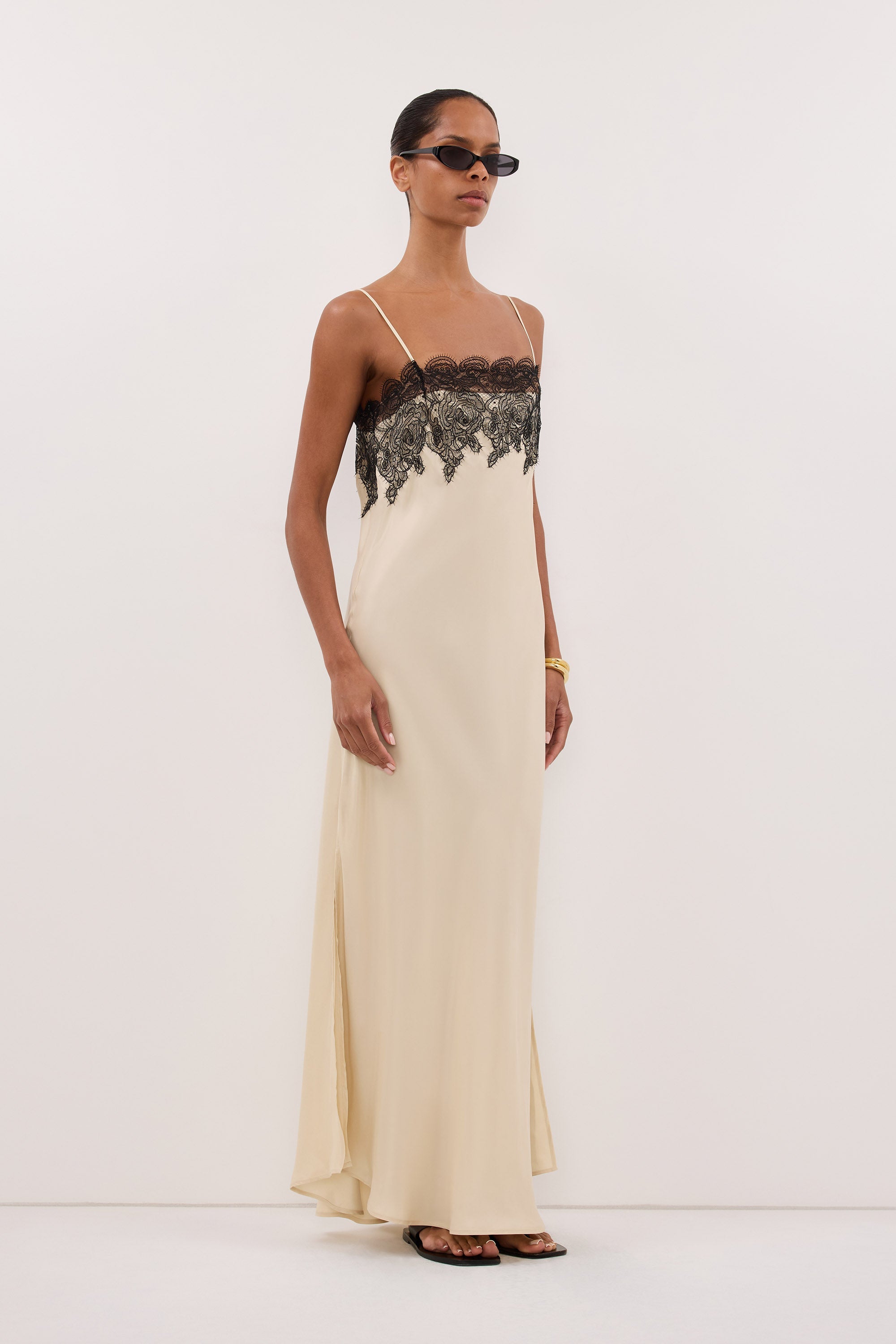 MINA STRAW CUPRO LACE MIDI DRESS