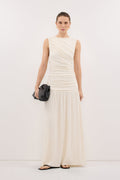 LOLA CREAM RUCHED MAXI DRESS