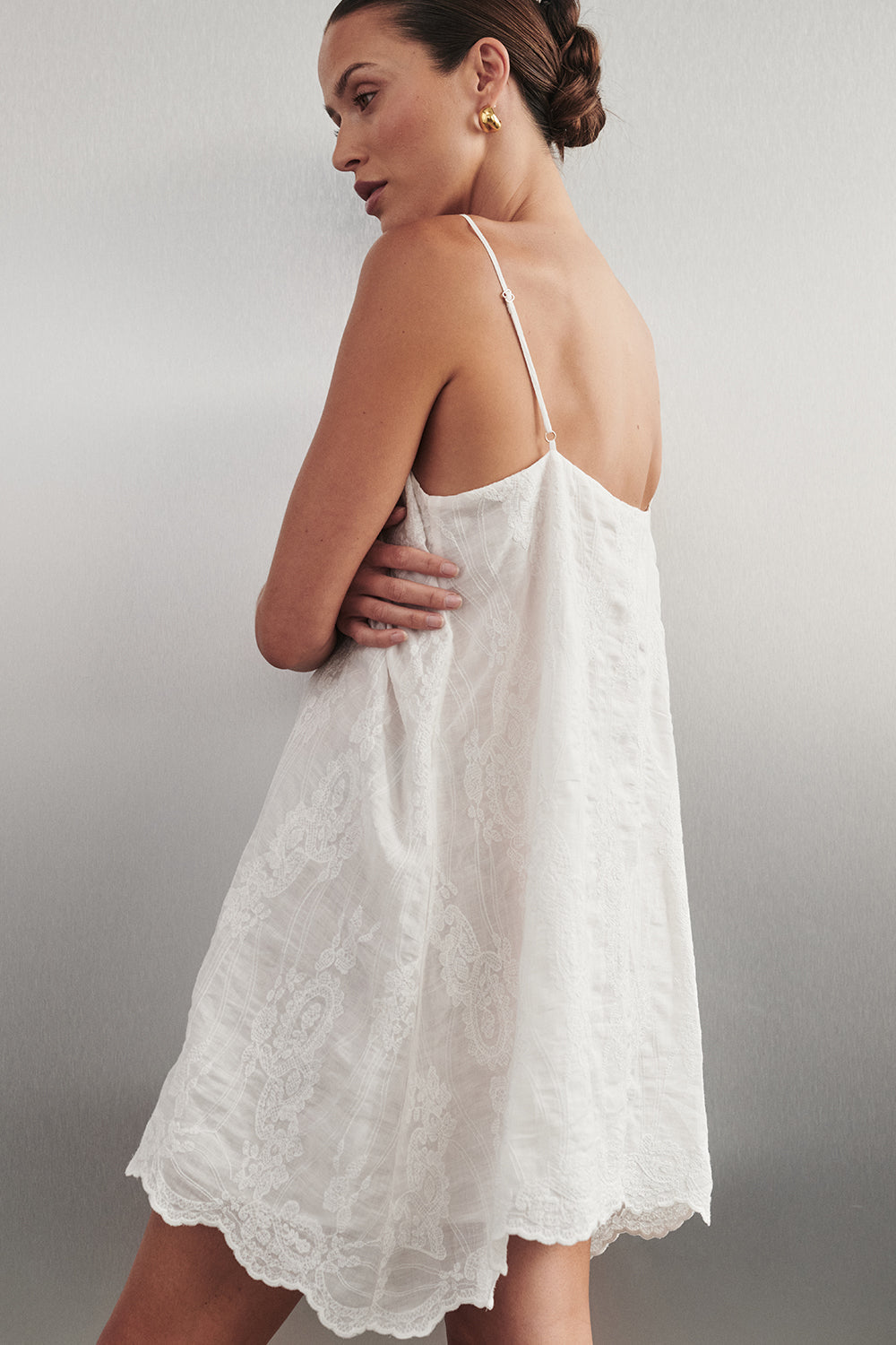 CORDELIA WHITE RAMIE MINI DRESS