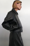 FREYA BLACK CROPPED LEATHER JACKET