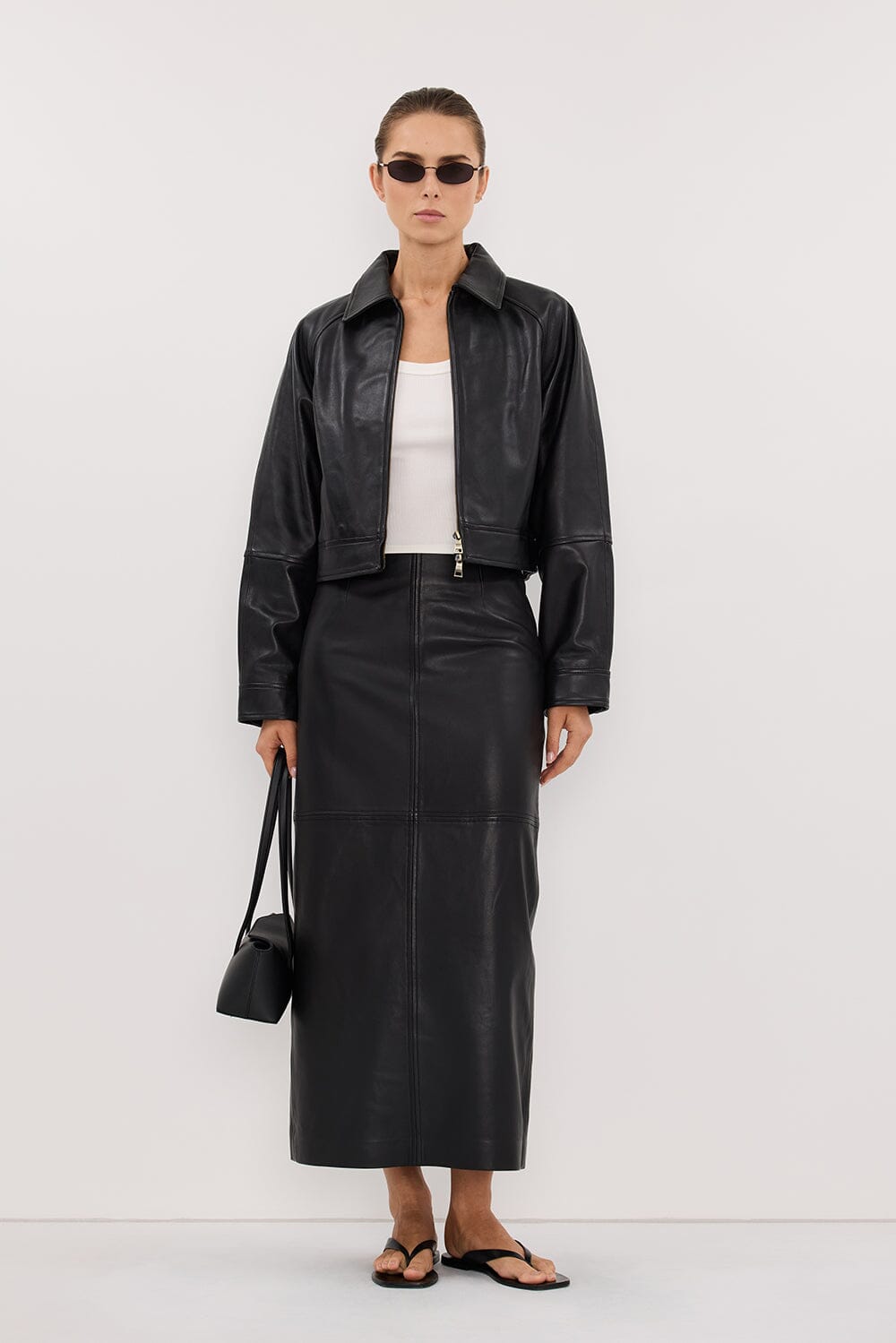 FREYA BLACK CROPPED LEATHER JACKET